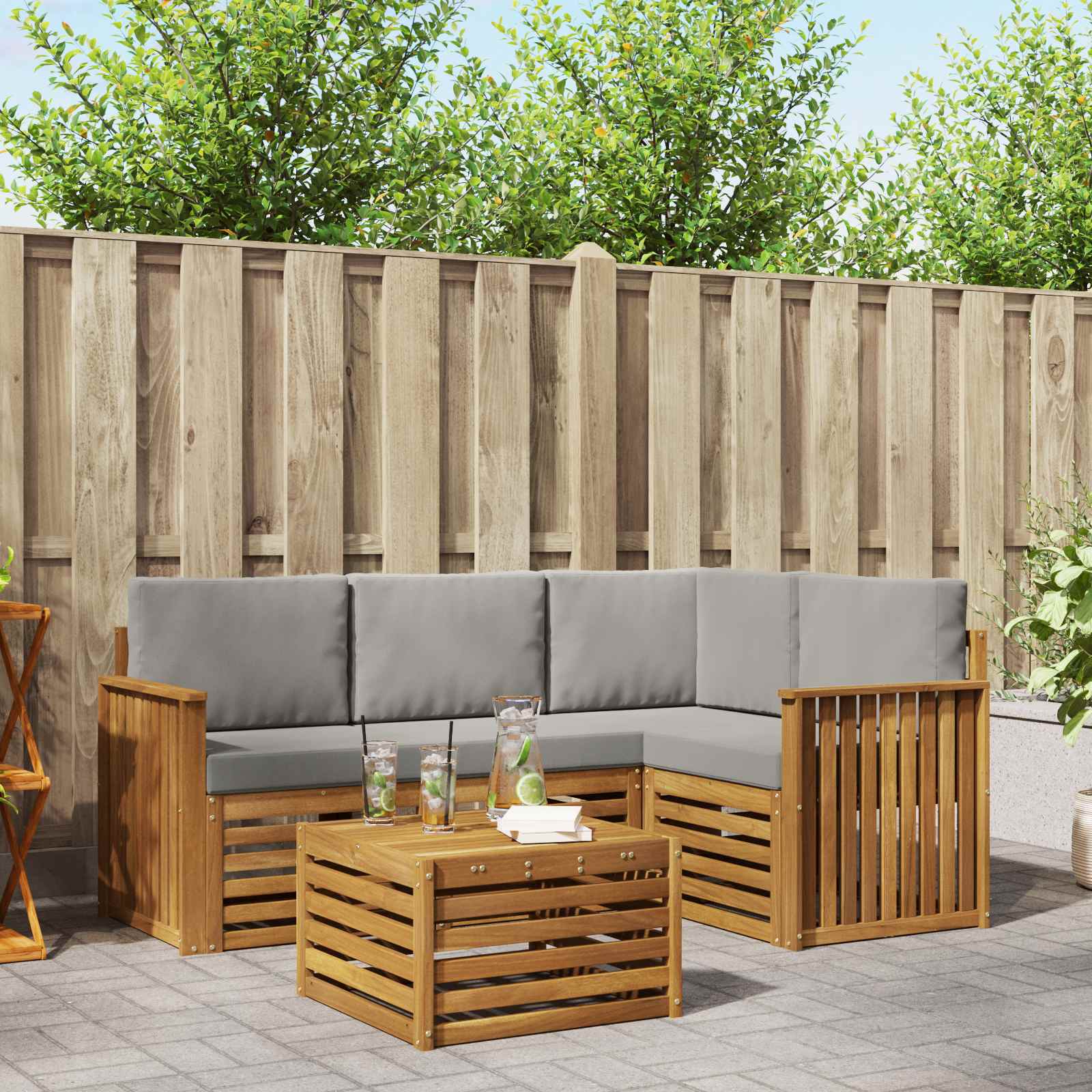 vidaXL Sofa-Sets 5 pcs Naturel Massief Acaciahout