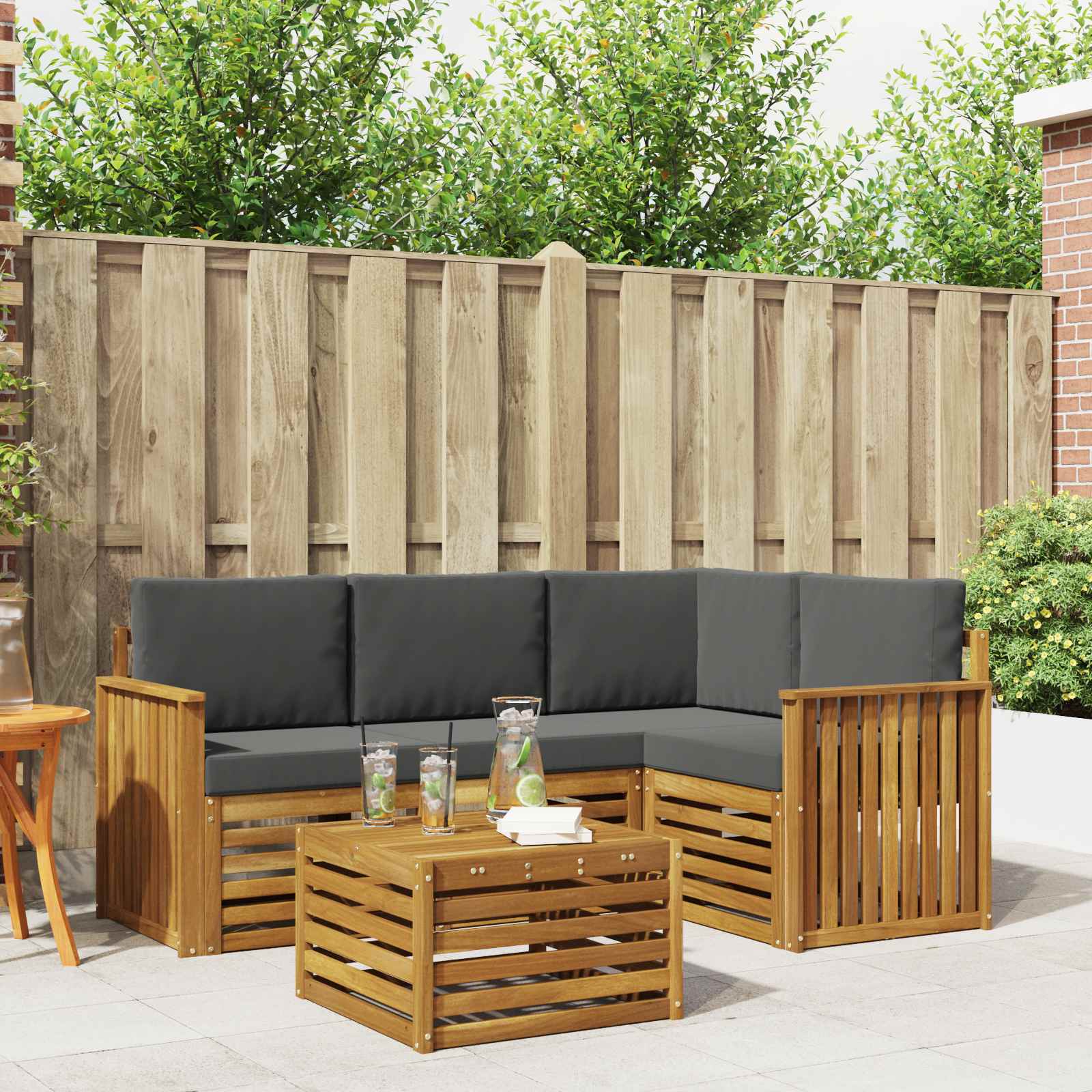 vidaXL Sofa-Sets 5 pcs Naturel Massief Acaciahout