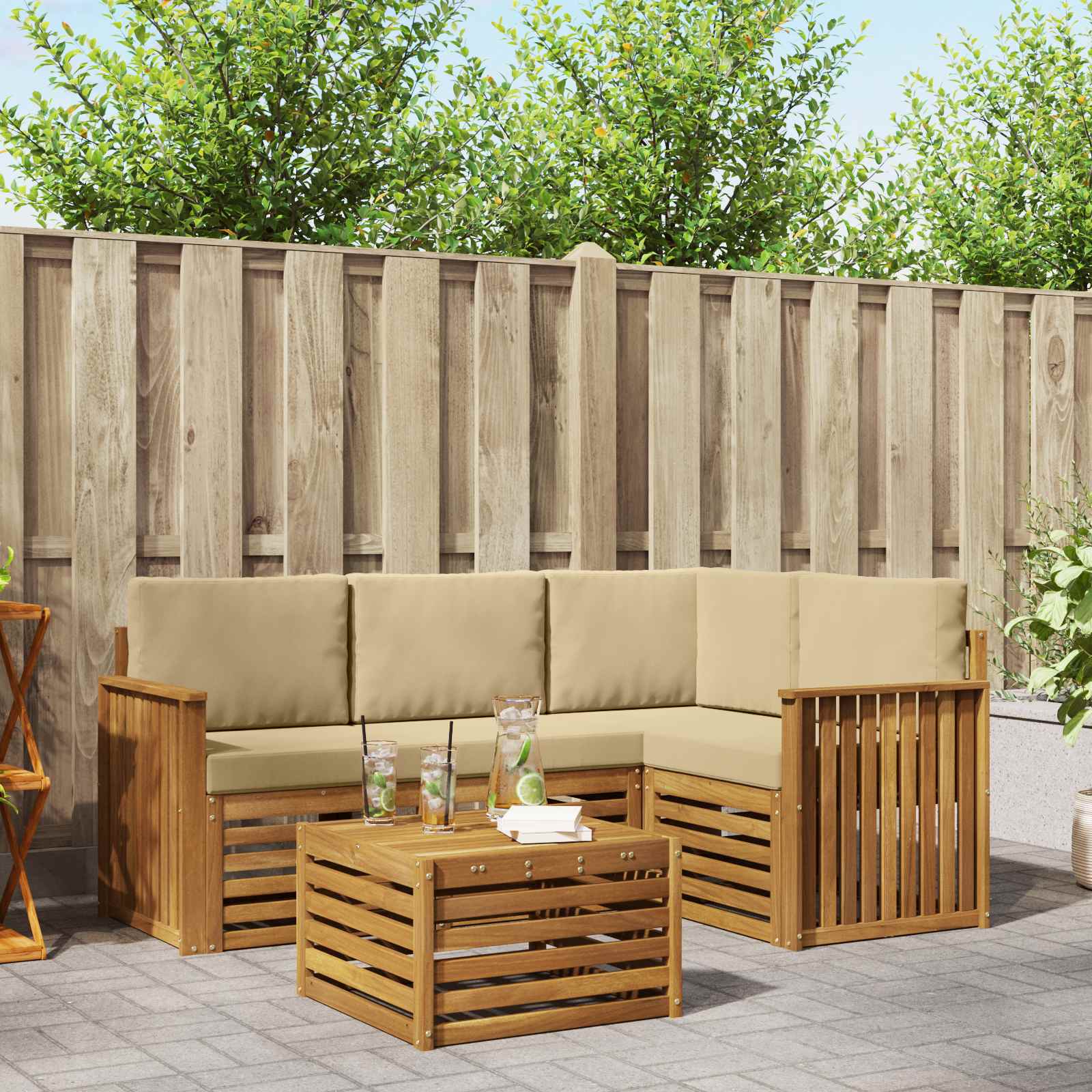 vidaXL Sofa-Sets 5 pcs Naturel Massief Acaciahout