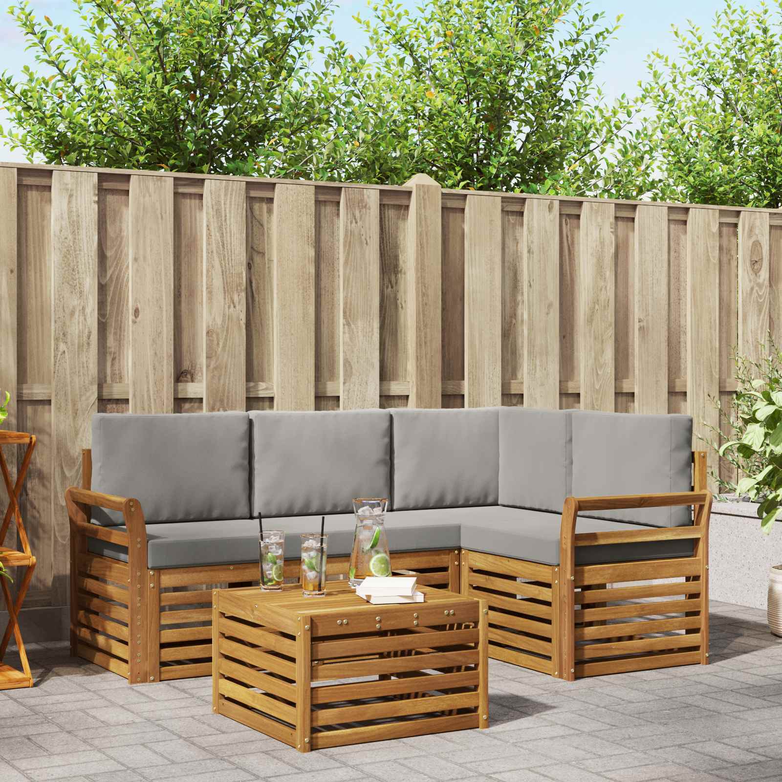 vidaXL Sofa-Sets 5 pcs Naturel Massief Acaciahout