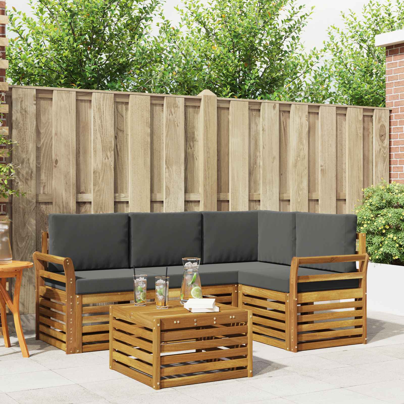 vidaXL Sofa-Sets 5 pcs Naturel Massief Acaciahout