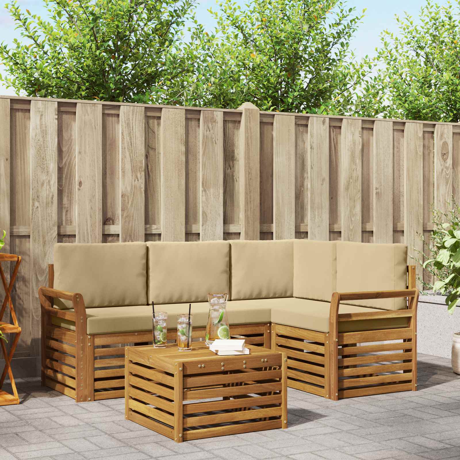 vidaXL Sofa-Sets 5 pcs Naturel Massief Acaciahout