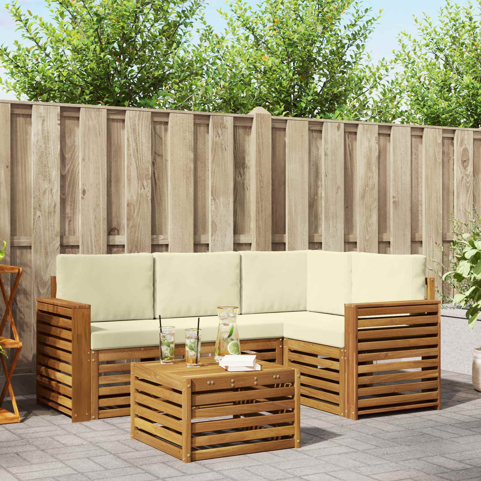 vidaXL Sofa-Sets 5 pcs Naturel Massief Acaciahout