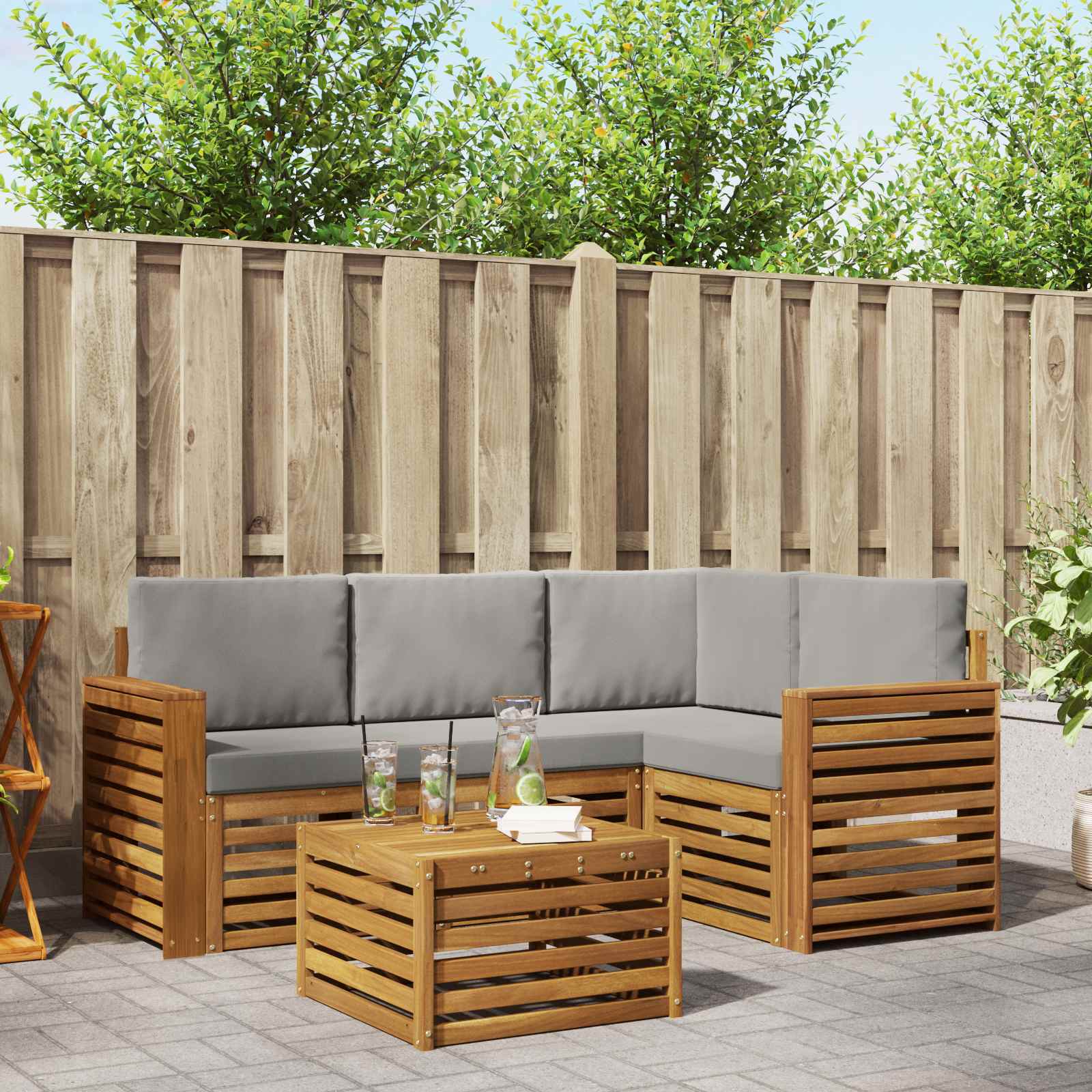 vidaXL Sofa-Sets 5 pcs Naturel Massief Acaciahout