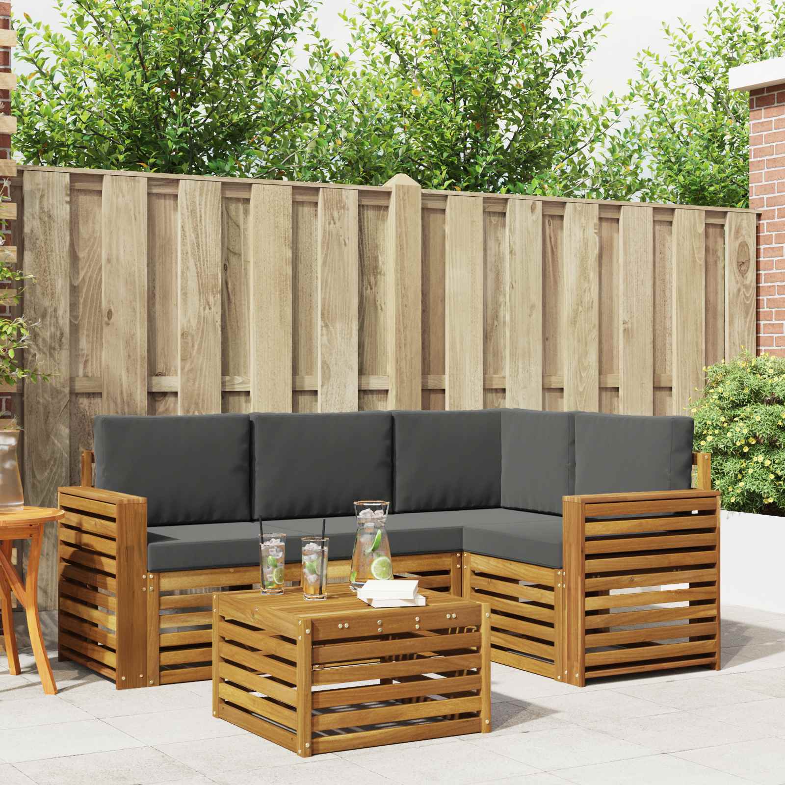 vidaXL Sofa-Sets 5 pcs Naturel Massief Acaciahout