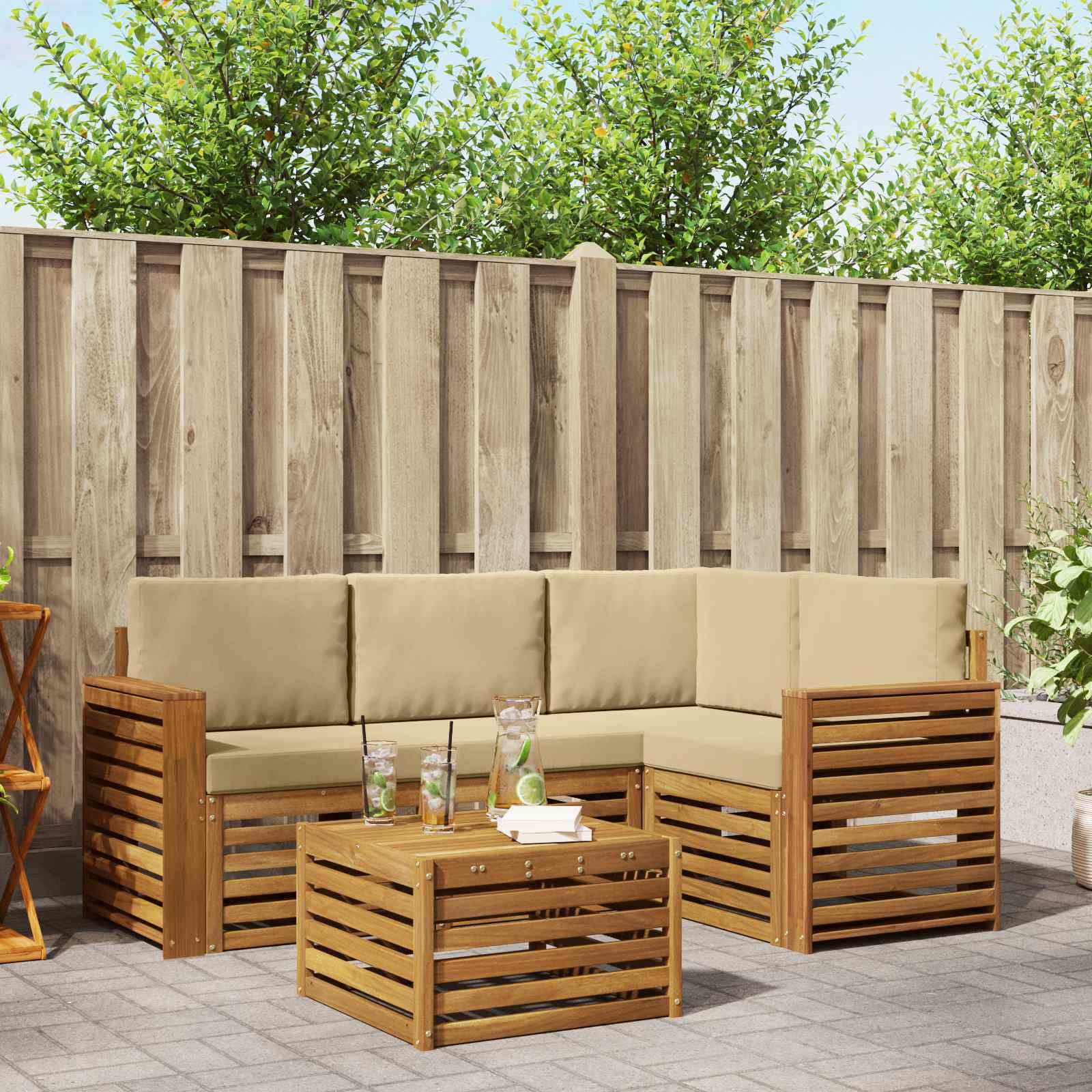 vidaXL Sofa-Sets 5 pcs Naturel Massief Acaciahout