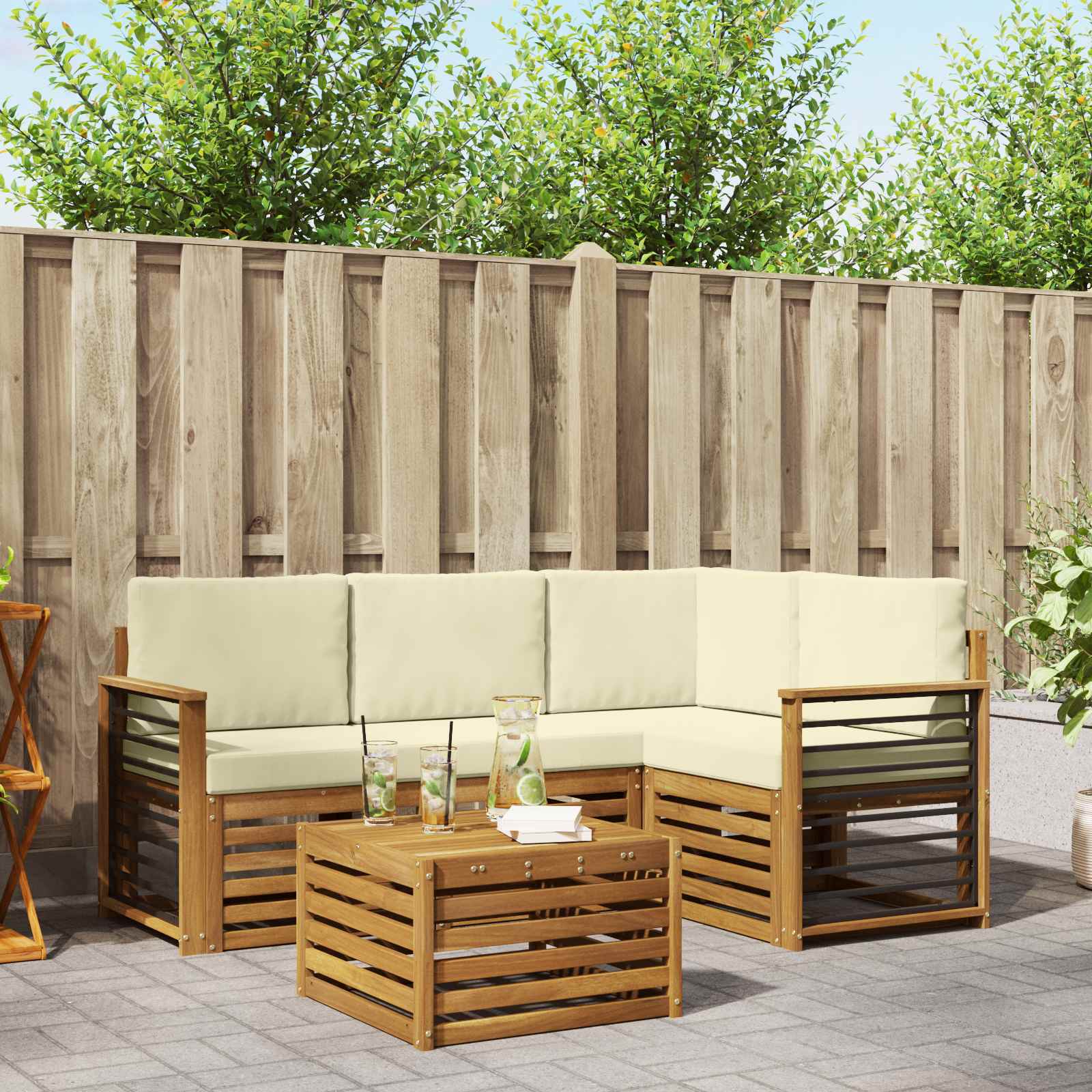 vidaXL Sofa-Sets 5 pcs Naturel Massief Acaciahout