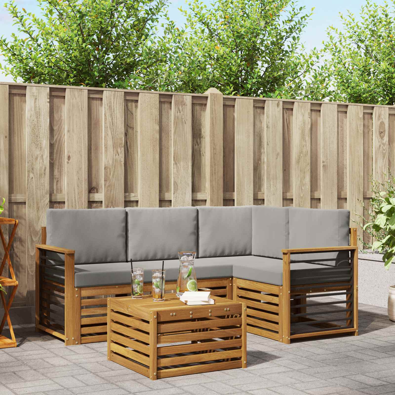 vidaXL Sofa-Sets 5 pcs Naturel Massief Acaciahout