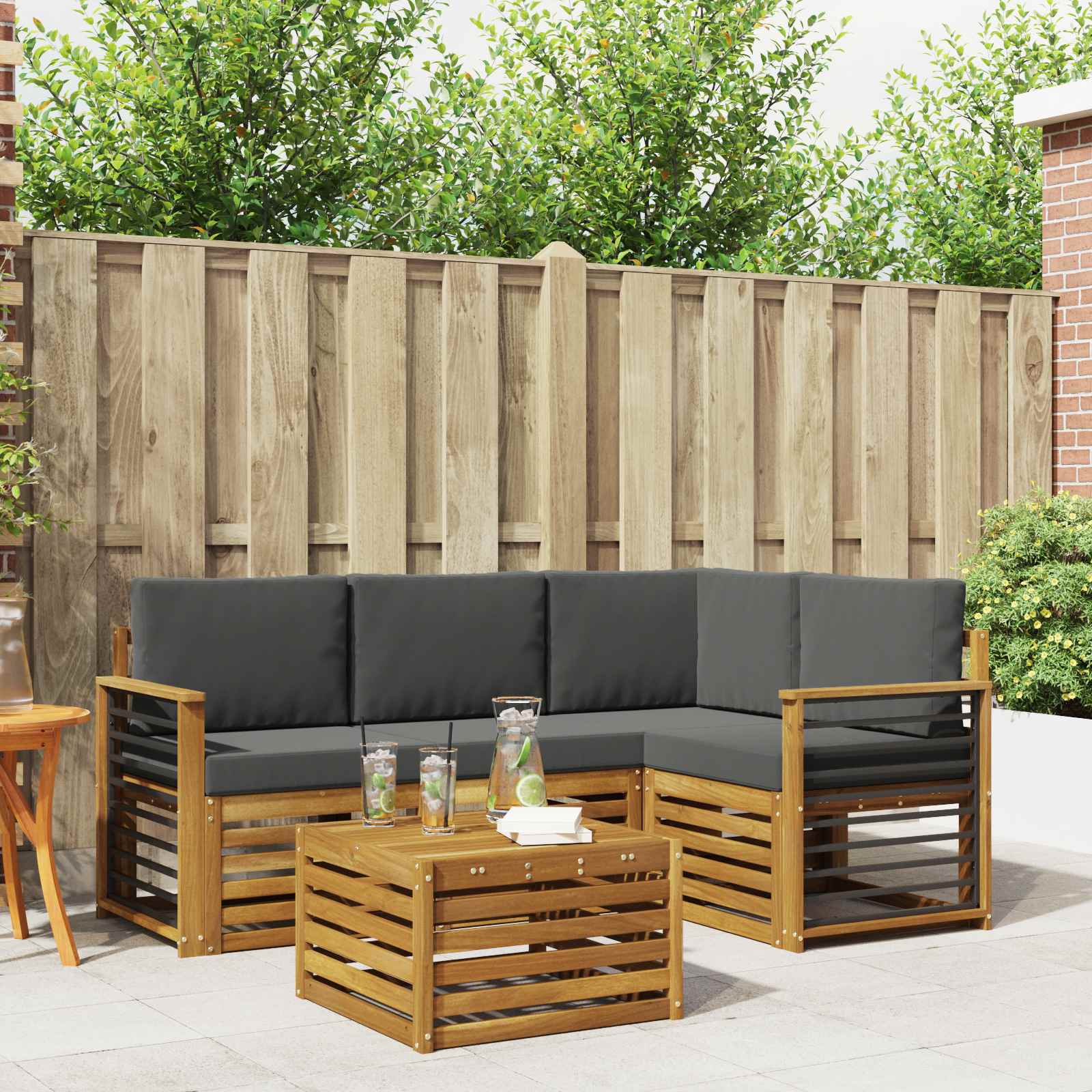 vidaXL Sofa-Sets 5 pcs Naturel Massief Acaciahout