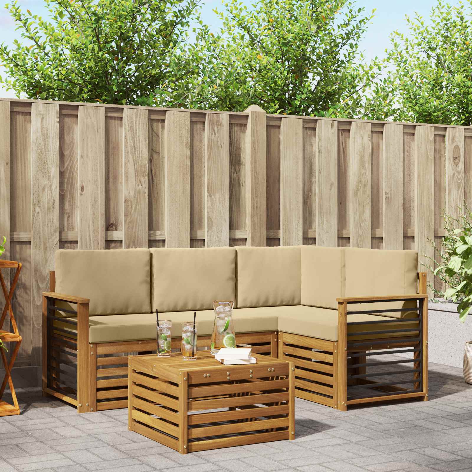 vidaXL Sofa-Sets 5 pcs Naturel Massief Acaciahout
