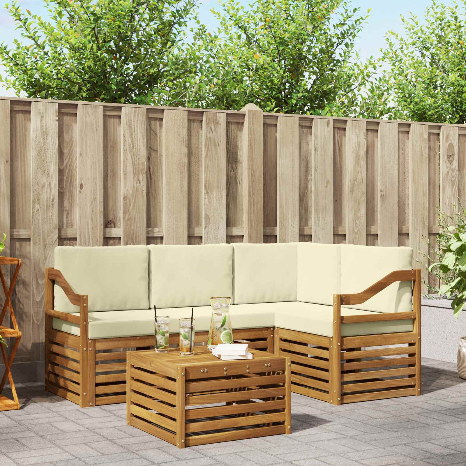 vidaXL Sofa-Sets 5 pcs Naturel Massief Acaciahout