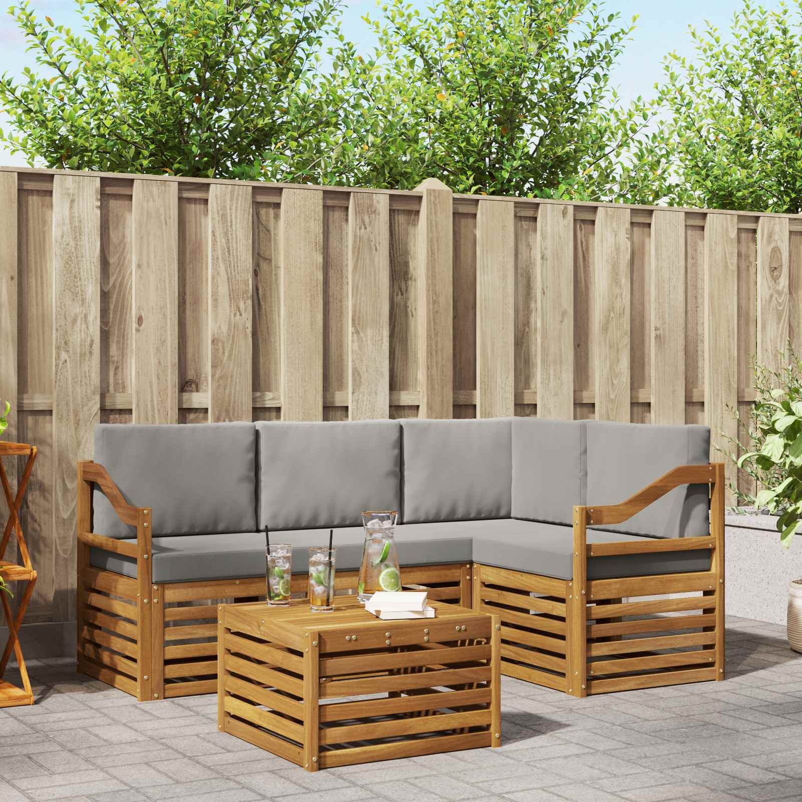 vidaXL Sofa-Sets 5 pcs Naturel Massief Acaciahout