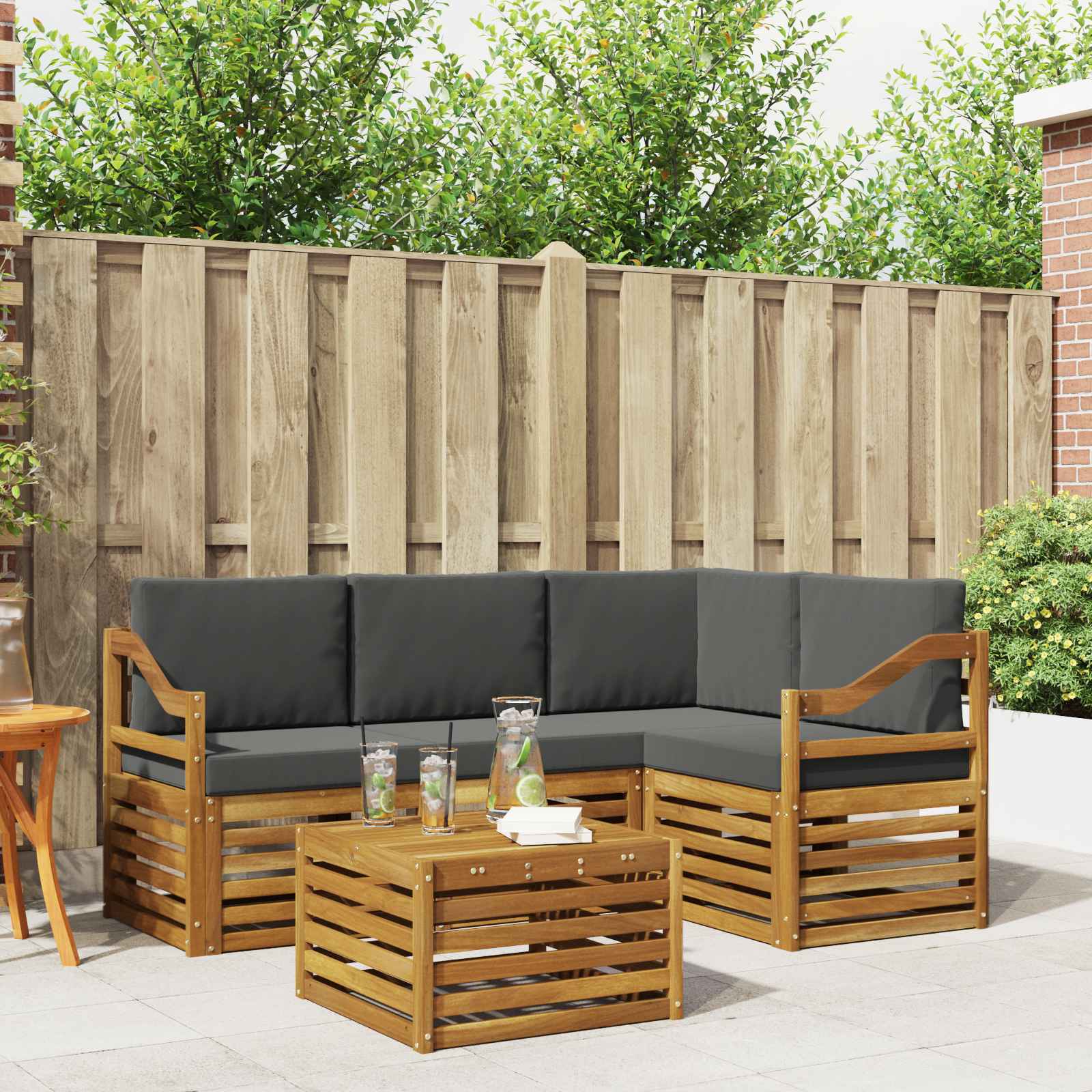 vidaXL Sofa-Sets 5 pcs Naturel Massief Acaciahout