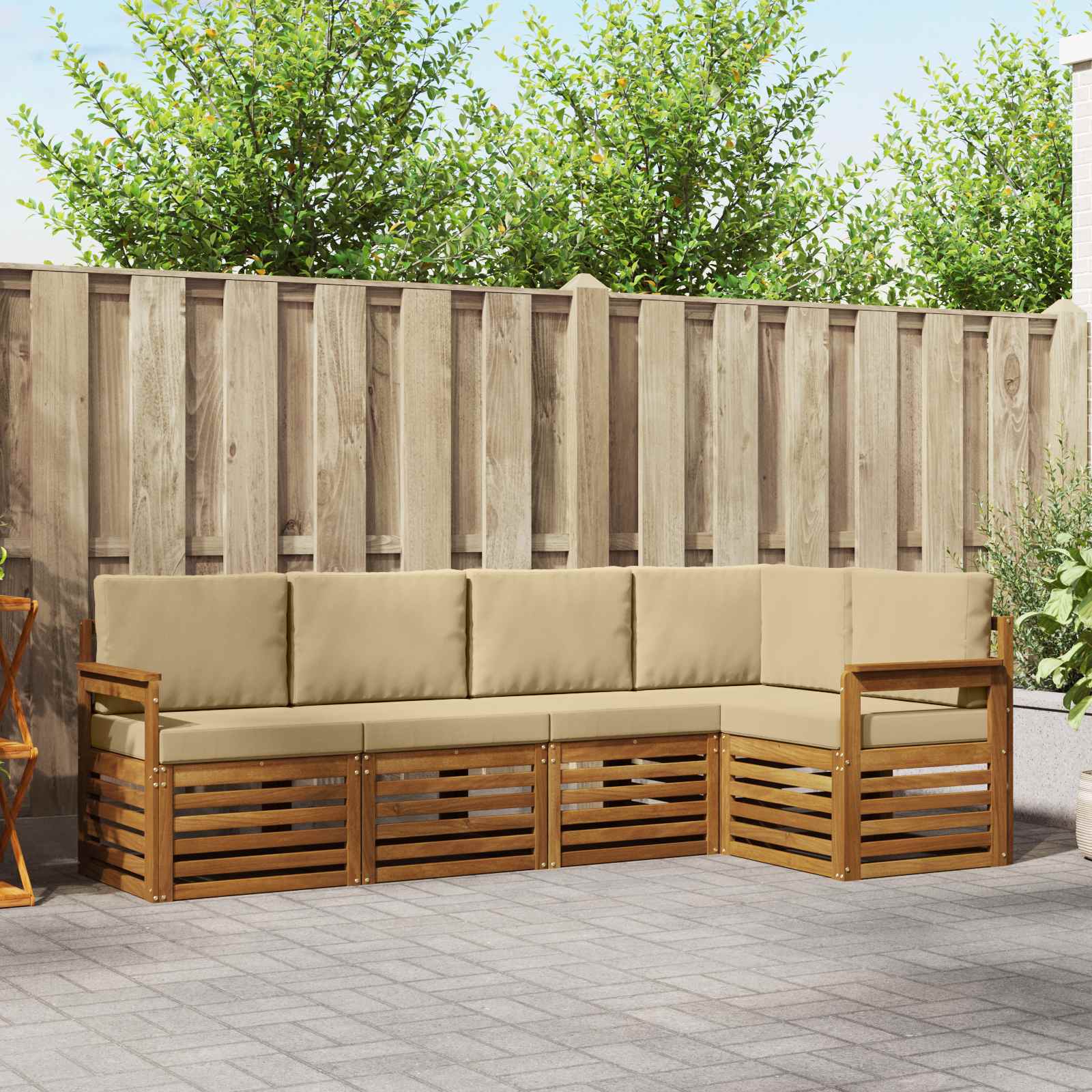 vidaXL Sofa-Sets 5 pcs Naturel Massief Acaciahout