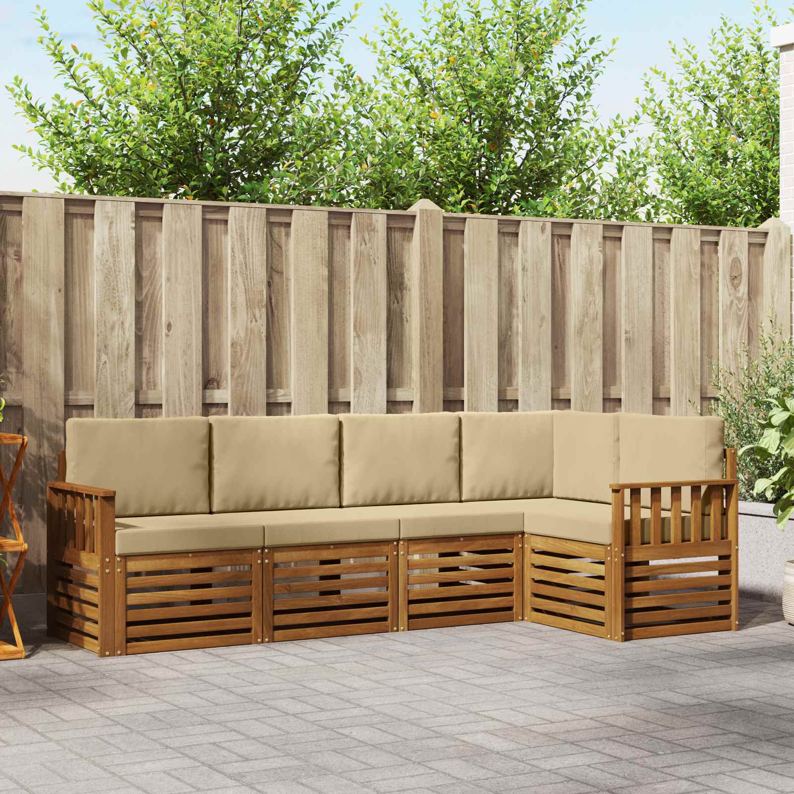 vidaXL Sofa-Sets 5 pcs Naturel Massief Acaciahout