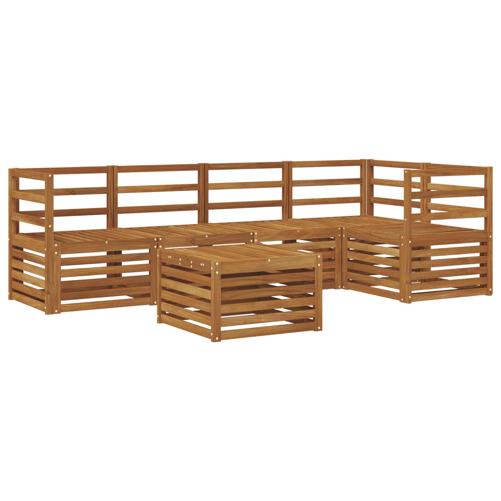 vidaXL Sofa-Sets 6 pcs Natuurlijk en Crème Massief Acaciahout