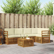 vidaXL Sofa-Sets 6 pcs Natuurlijk en Crème Massief Acaciahout