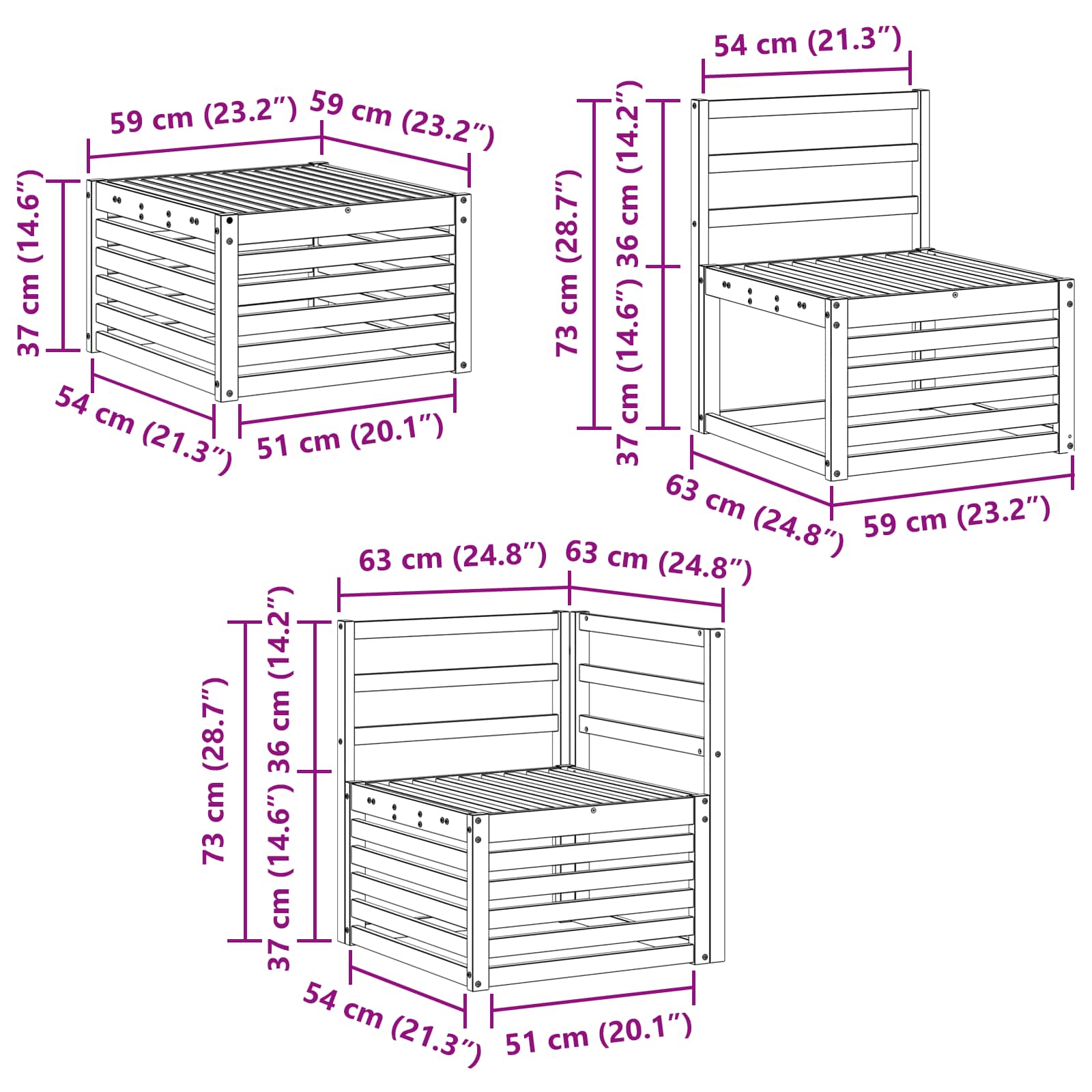 vidaXL Sofa-Sets 7 pcs Natuurlijk en Crème Massief Acaciahout