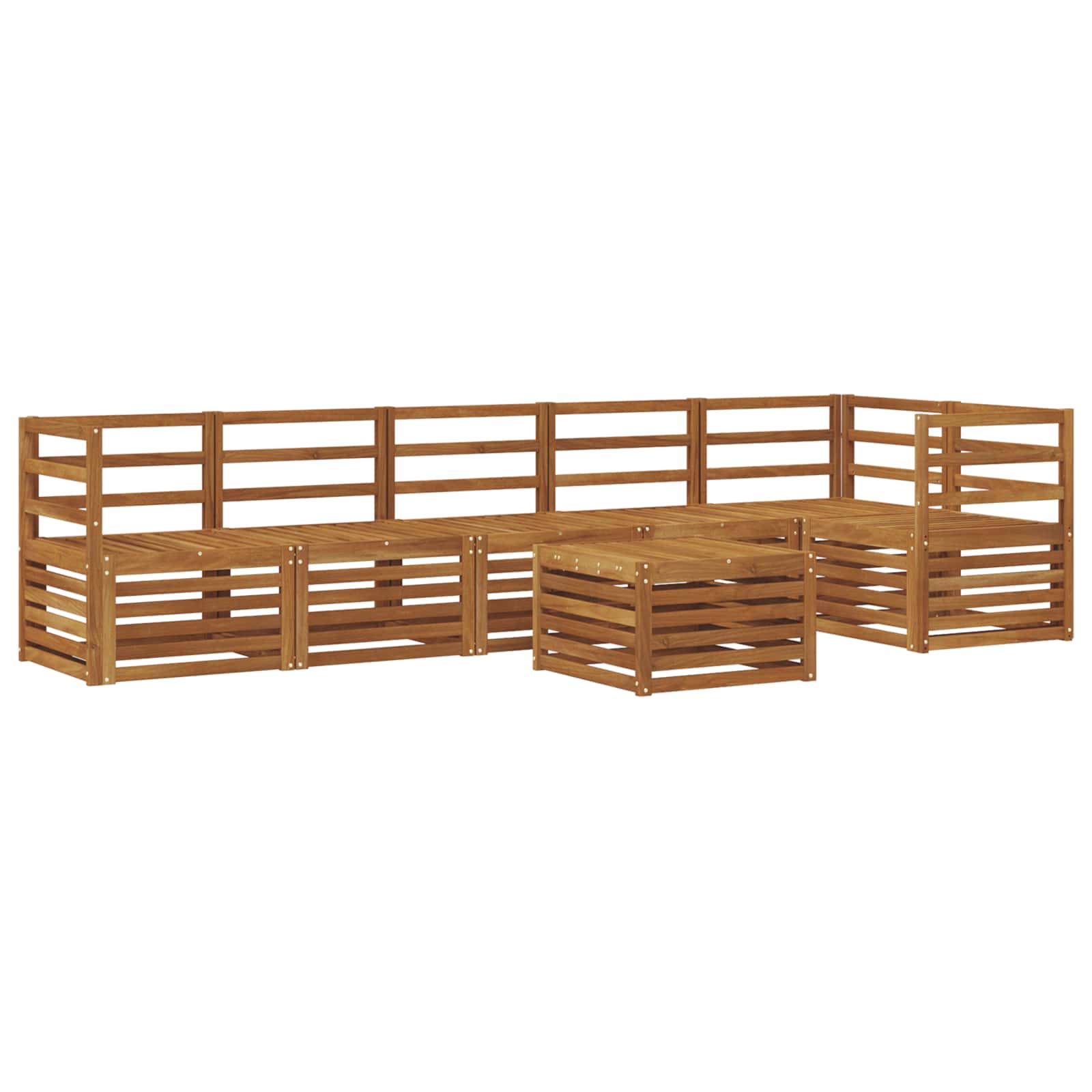 vidaXL Sofa-Sets 7 pcs Natuurlijk en Crème Massief Acaciahout
