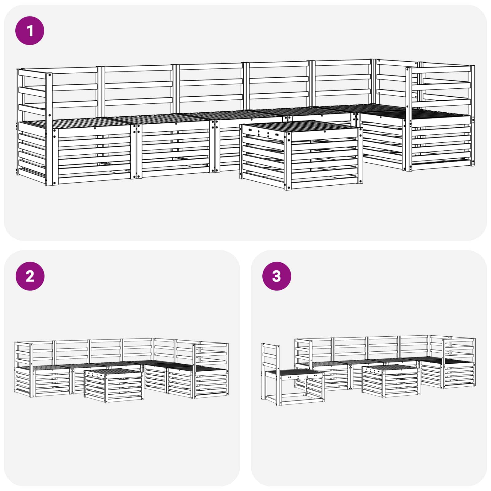 vidaXL Sofa-Sets 7 pcs Natuurlijk en Crème Massief Acaciahout