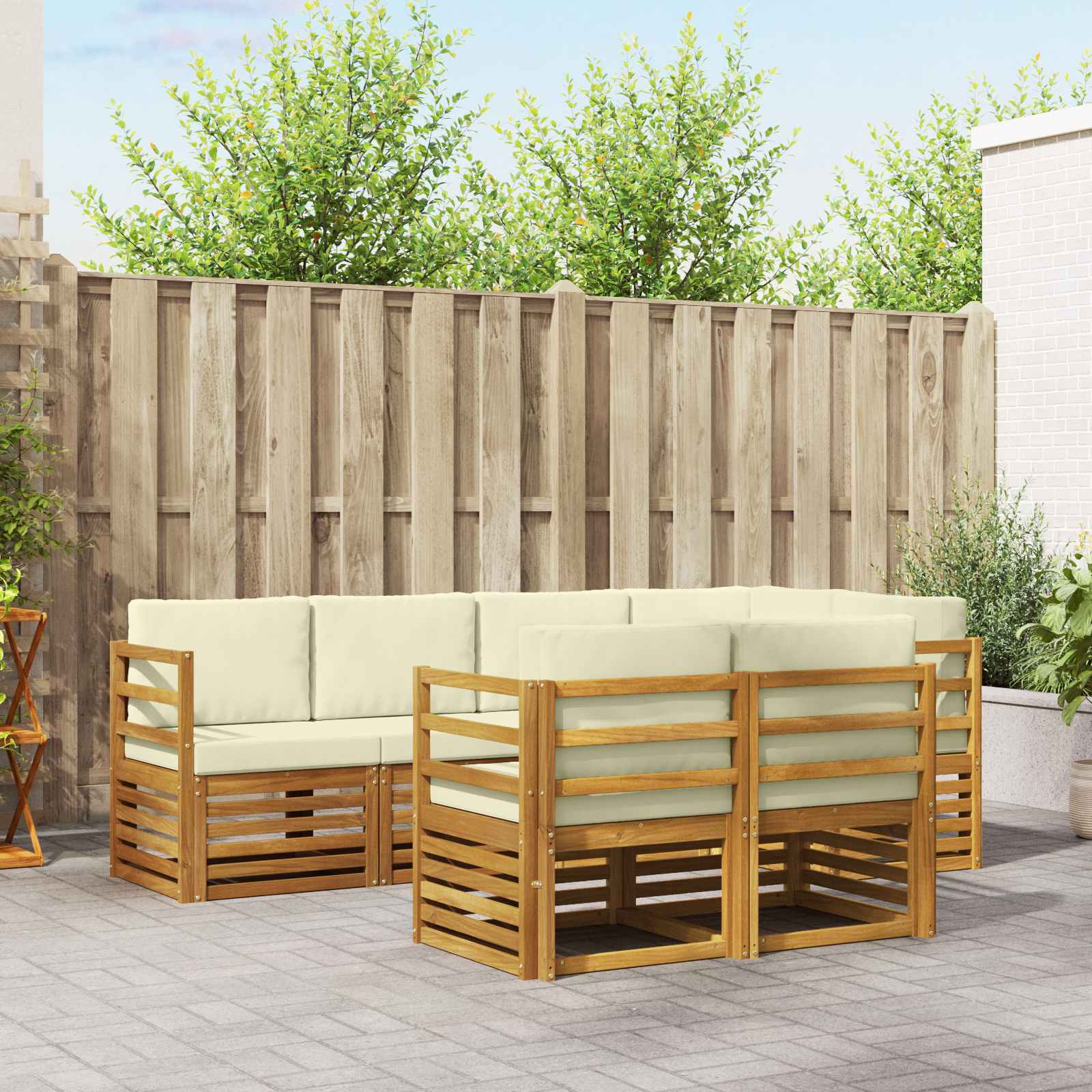 vidaXL Sofa-Sets 7 pcs Naturel Massief Acaciahout