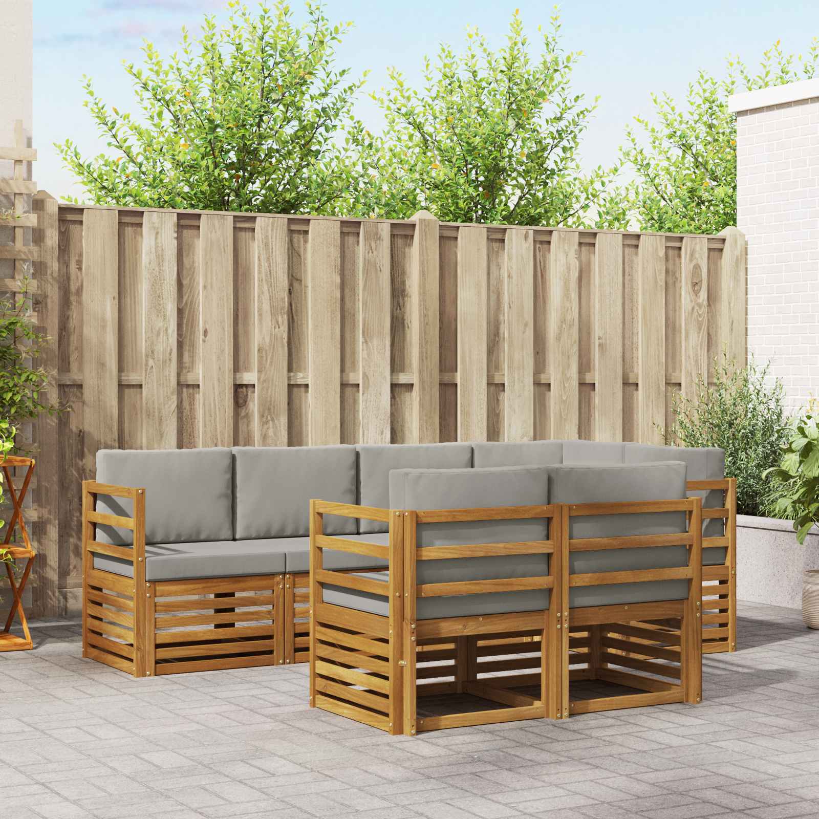 vidaXL Sofa-Sets 7 pcs Naturel Massief Acaciahout