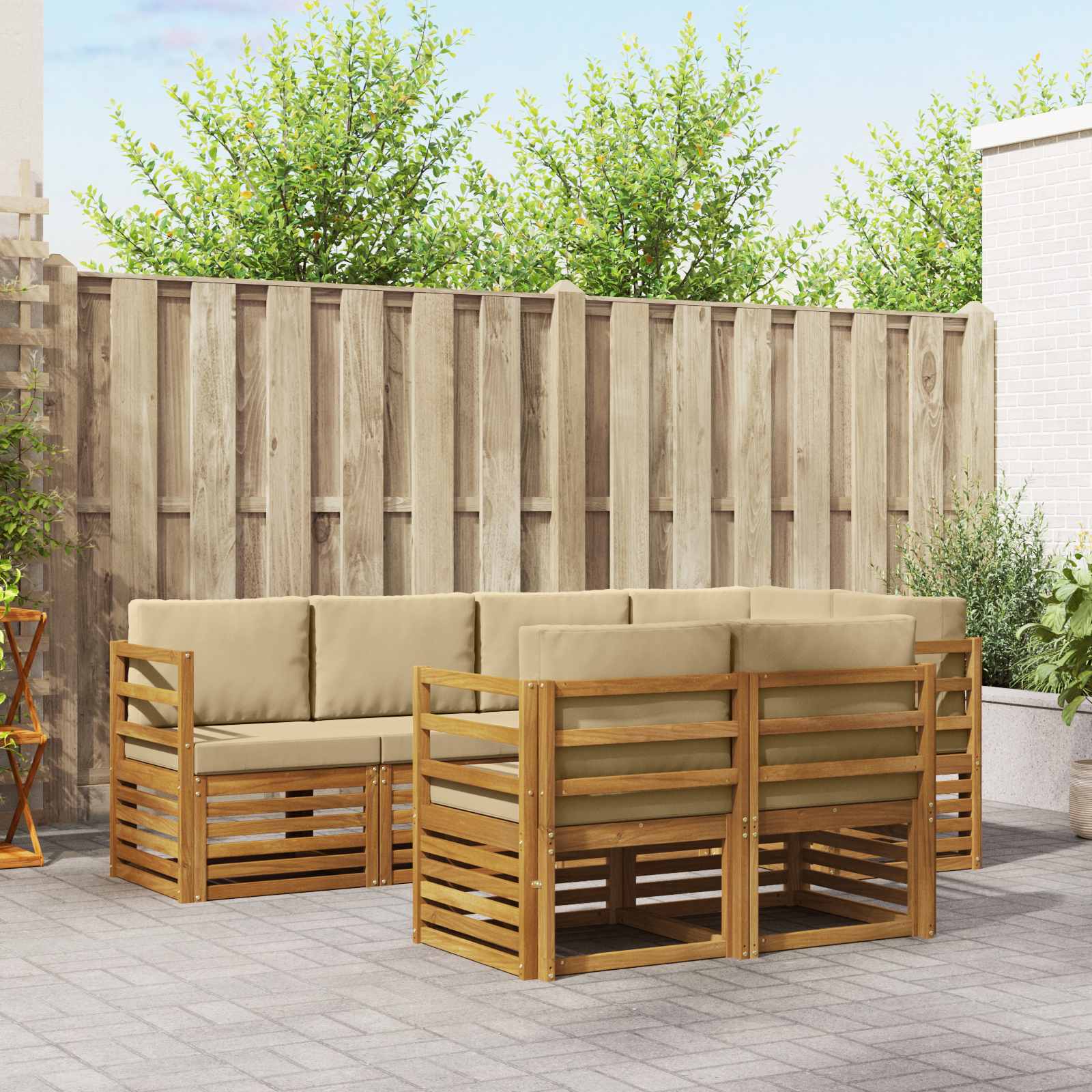 vidaXL Sofa-Sets 7 pcs Naturel Massief Acaciahout