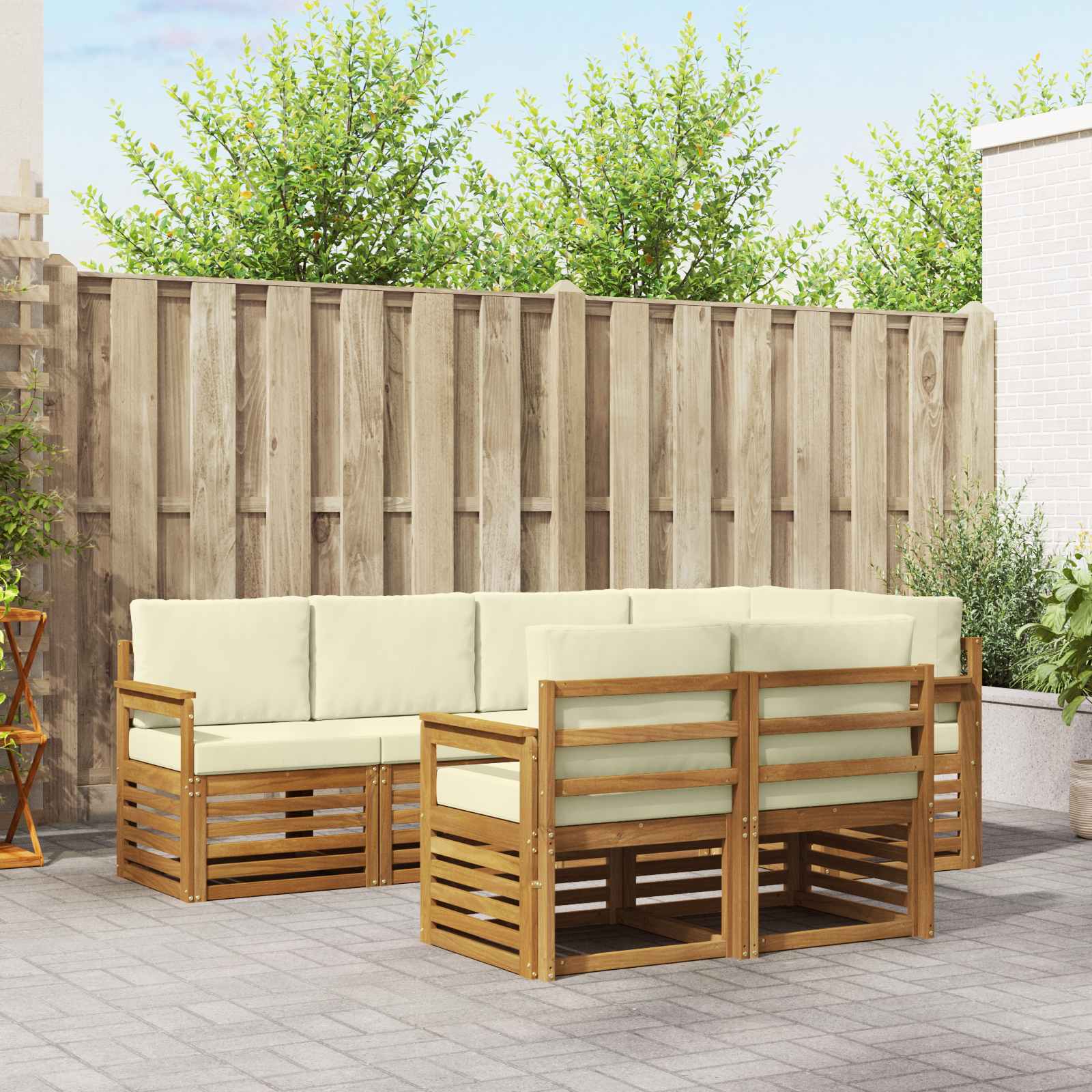 vidaXL Sofa-Sets 7 pcs Naturel Massief Acaciahout