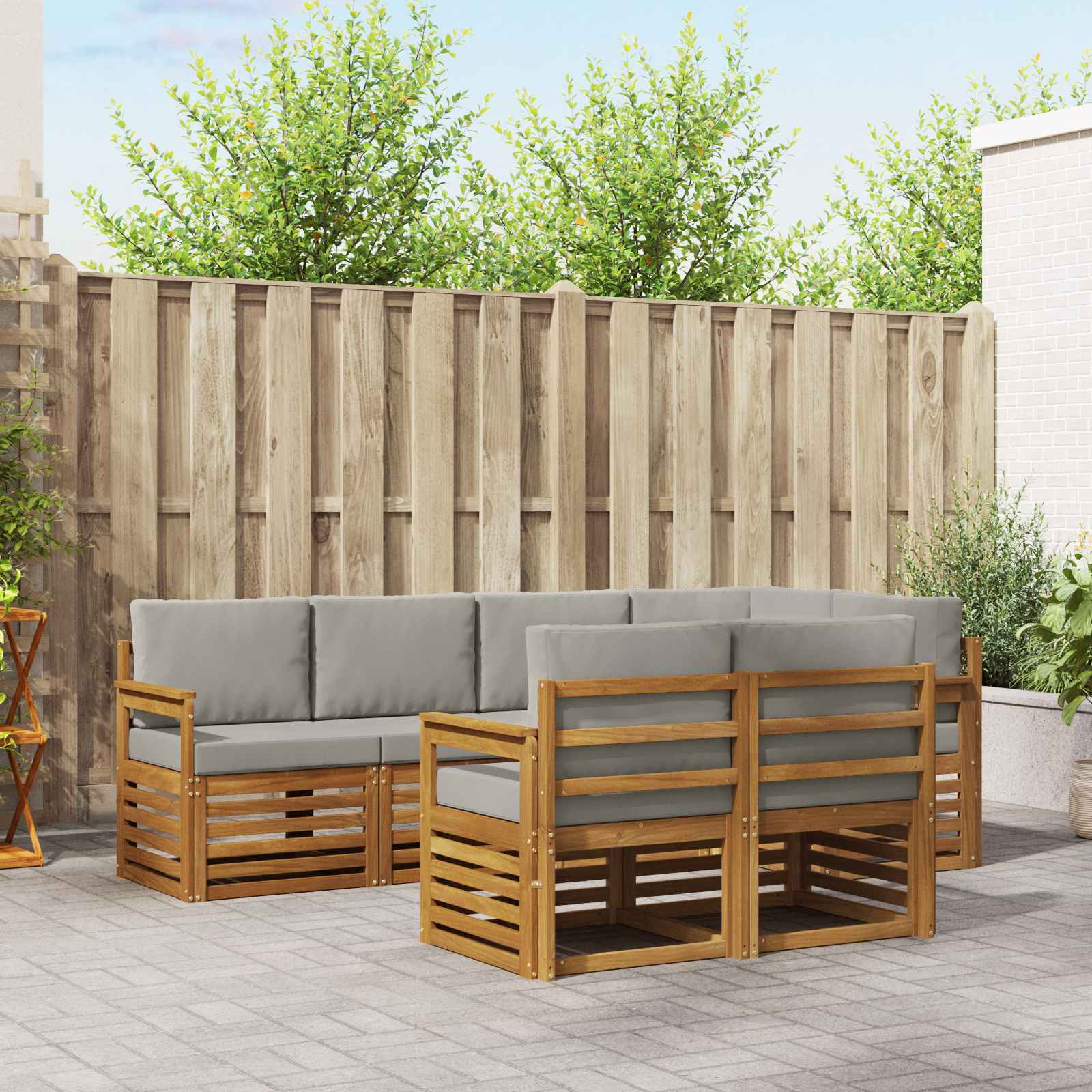 vidaXL Sofa-Sets 7 pcs Naturel Massief Acaciahout