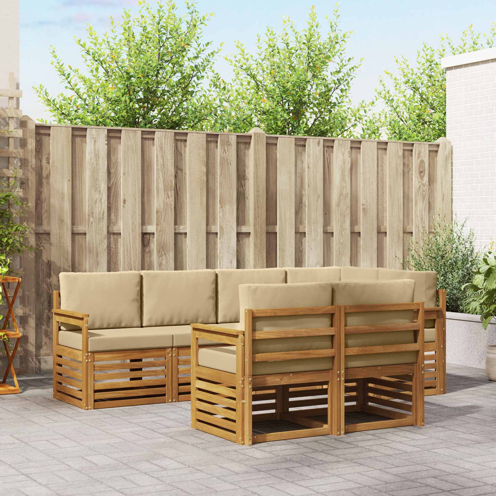 vidaXL Sofa-Sets 7 pcs Naturel Massief Acaciahout