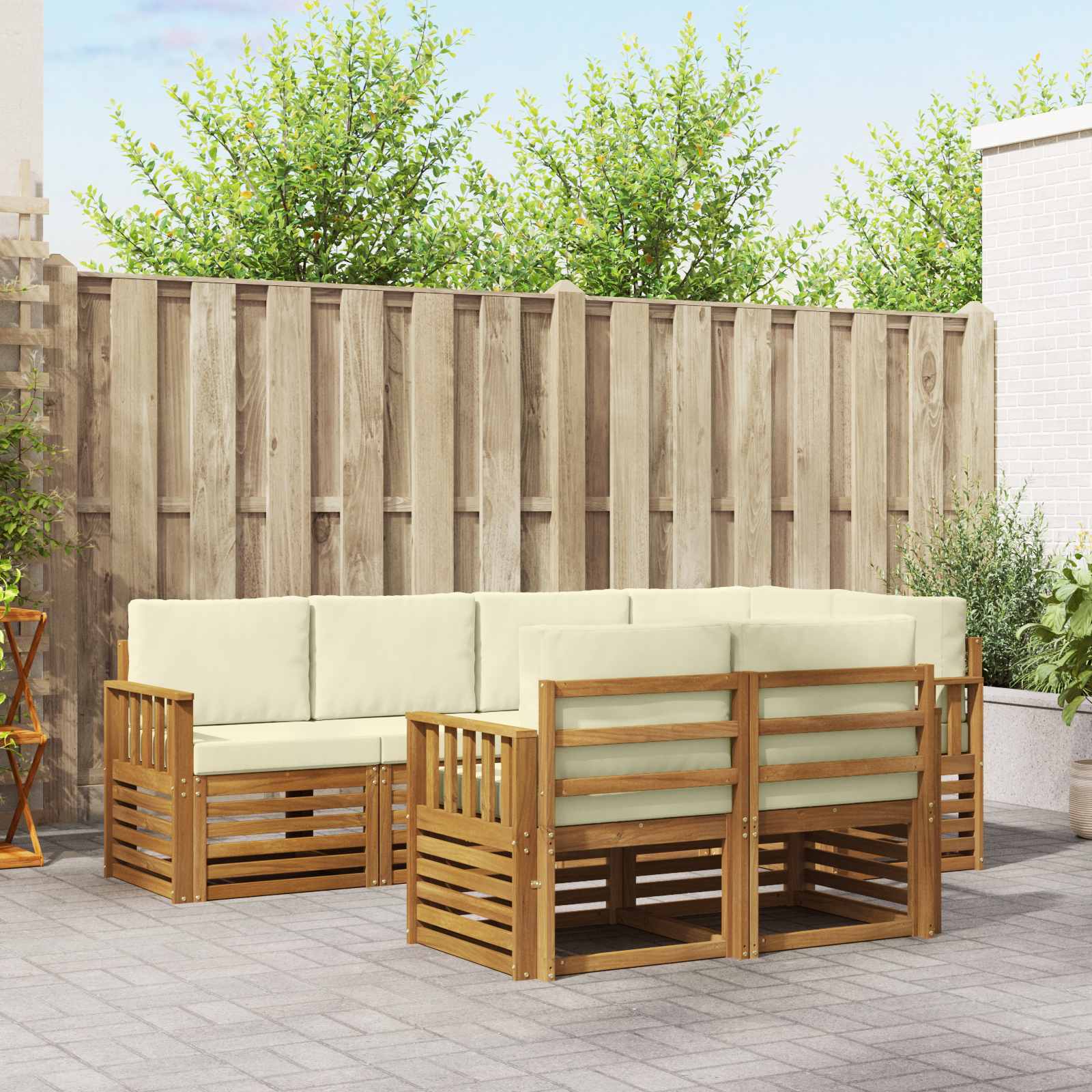 vidaXL Sofa-Sets 7 pcs Naturel Massief Acaciahout