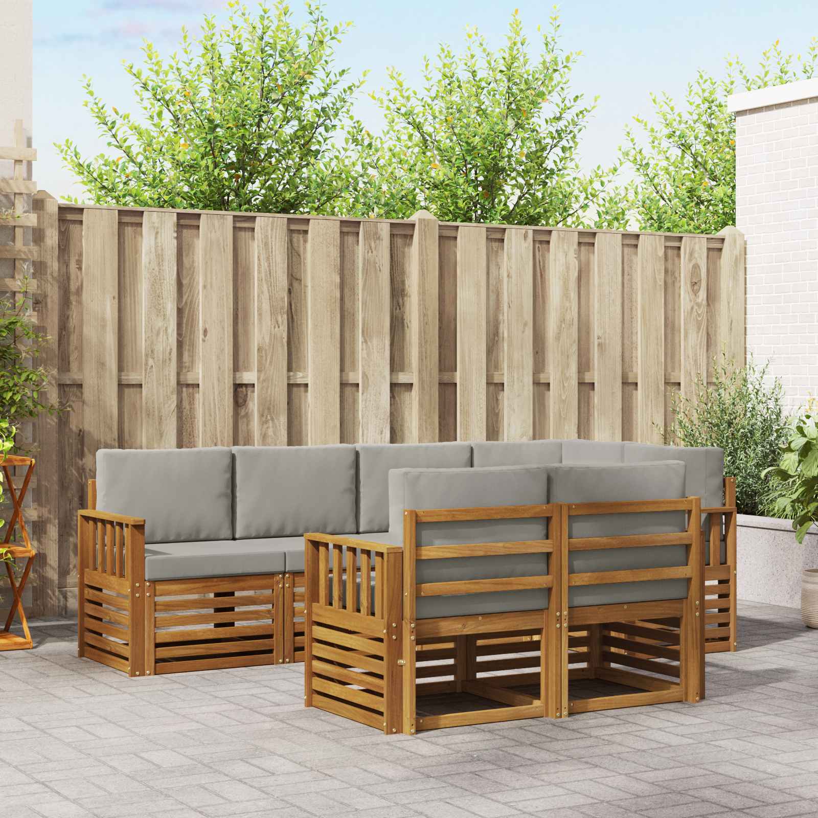 vidaXL Sofa-Sets 7 pcs Naturel Massief Acaciahout