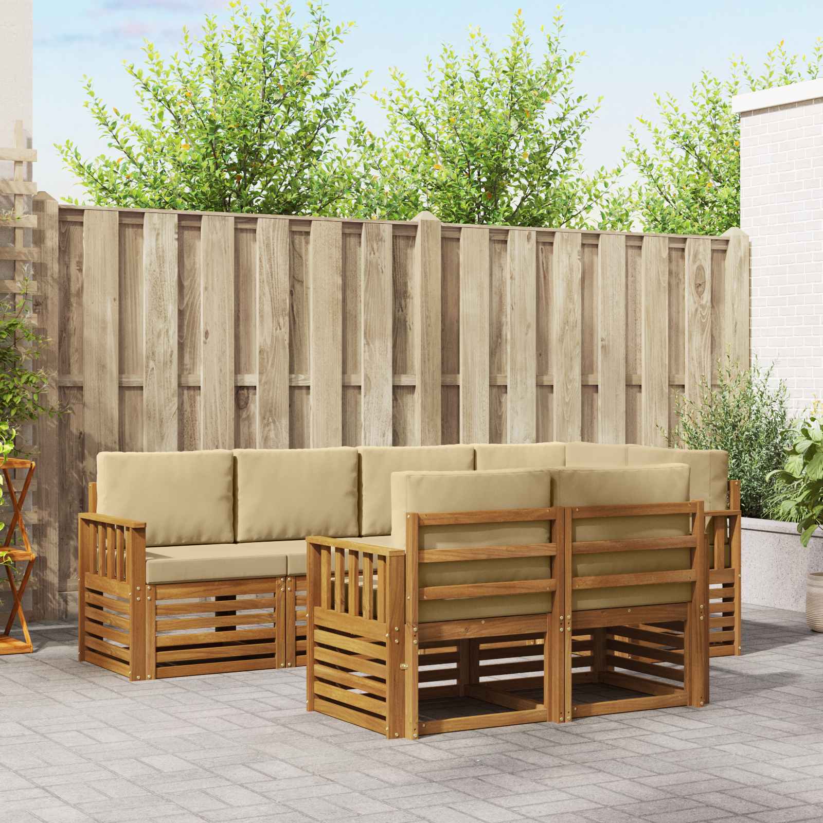 vidaXL Sofa-Sets 7 pcs Naturel Massief Acaciahout