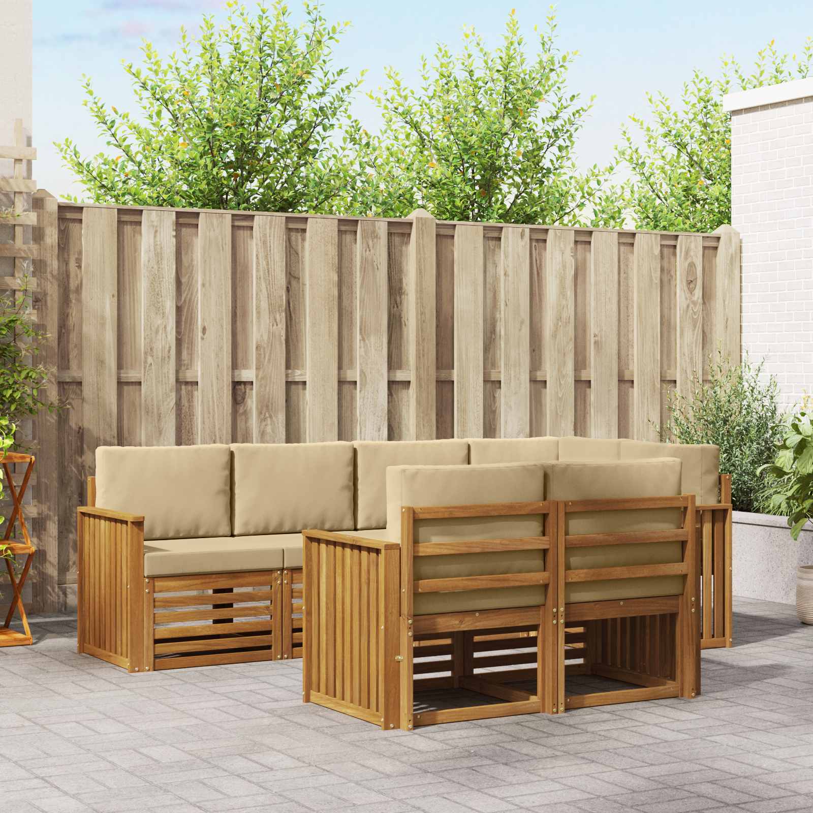 vidaXL Sofa-Sets 7 pcs Naturel Massief Acaciahout