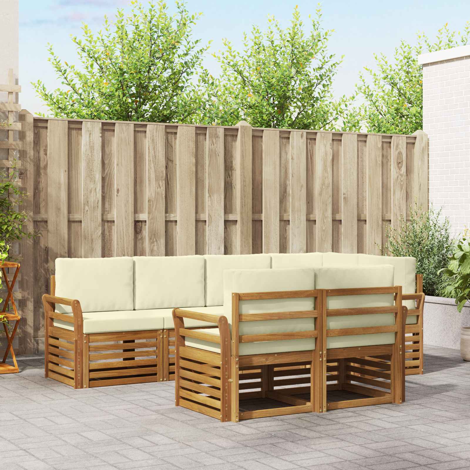 vidaXL Sofa-Sets 7 pcs Naturel Massief Acaciahout