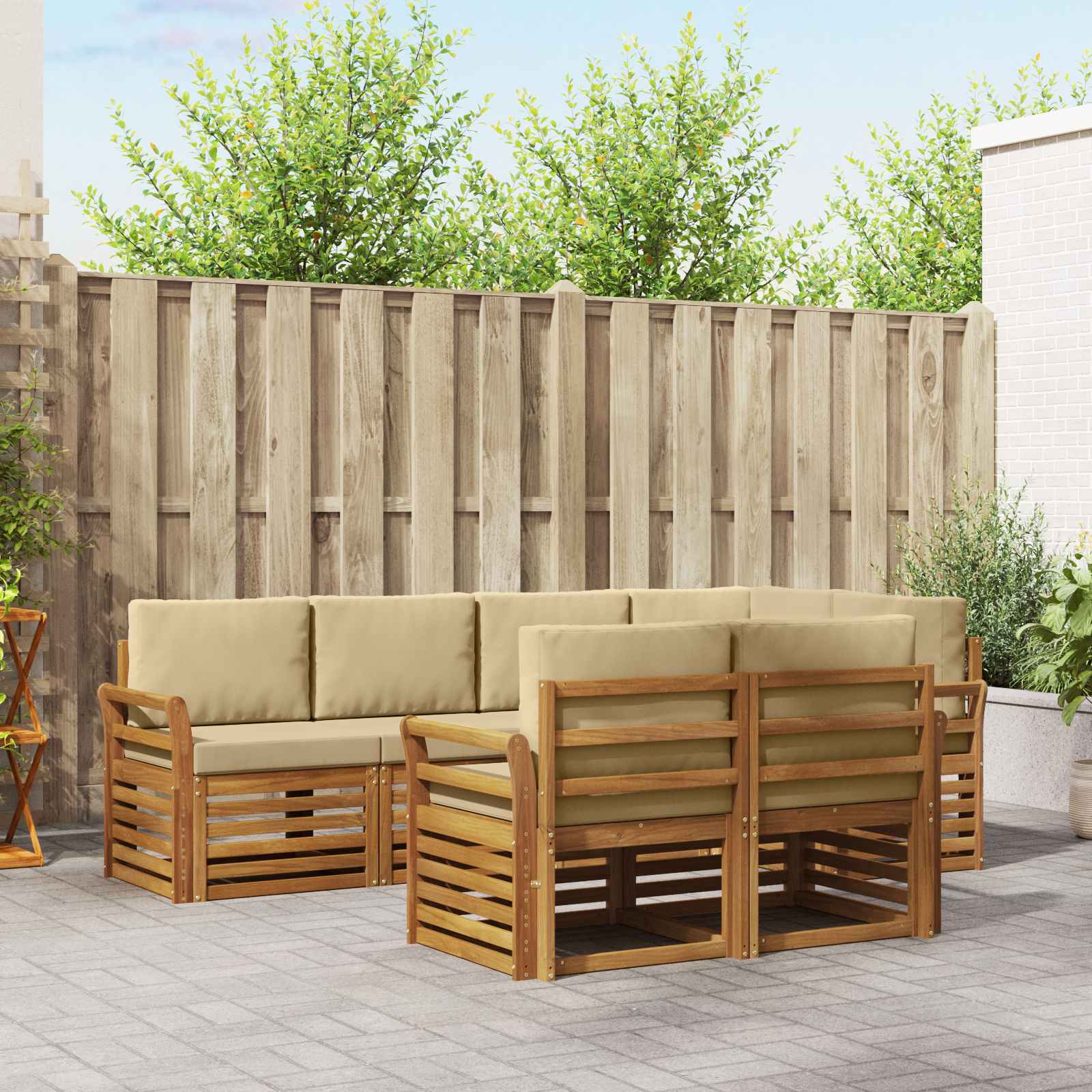 vidaXL Sofa-Sets 7 pcs Naturel Massief Acaciahout