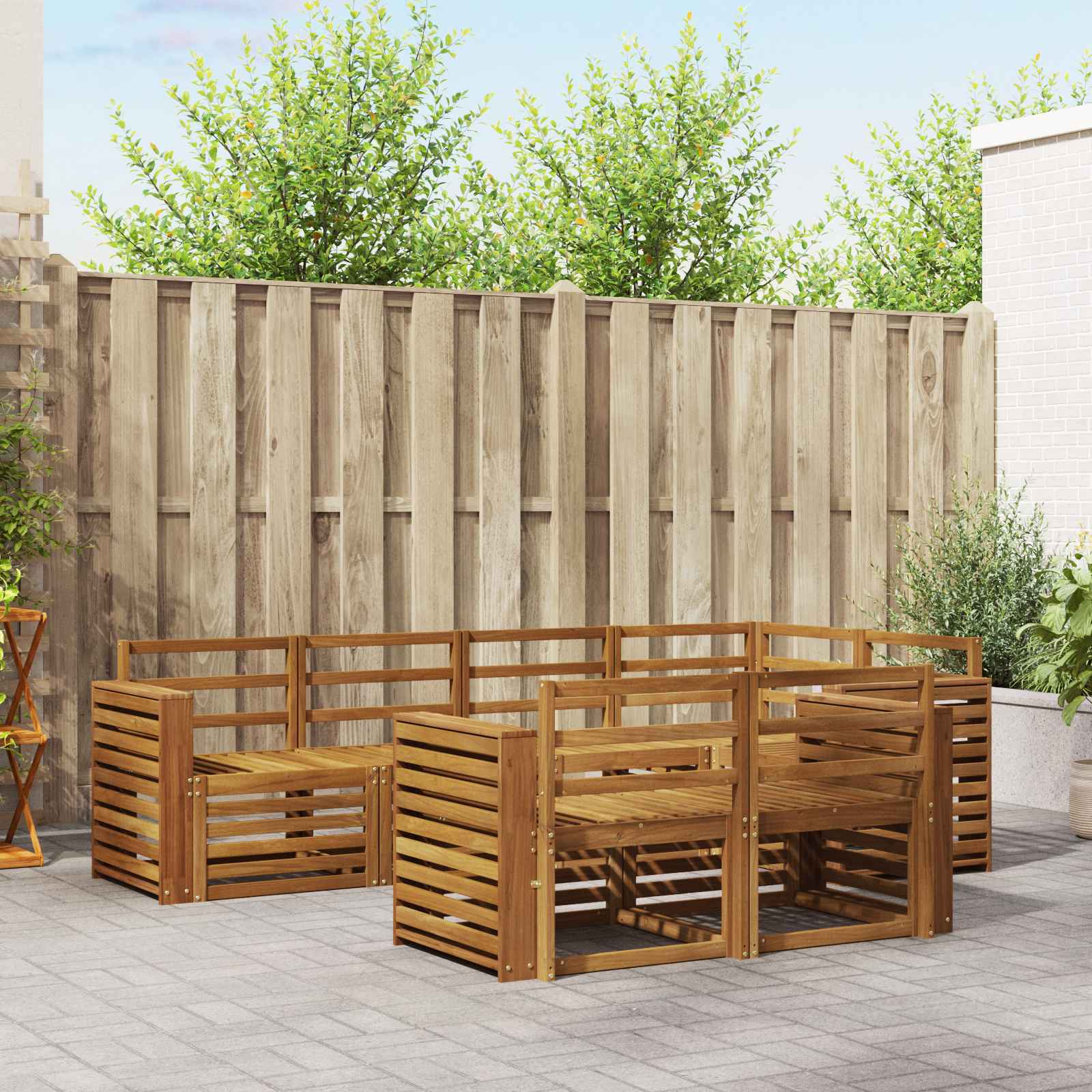 vidaXL Sofa-Sets 7 pcs Naturel Massief Acaciahout