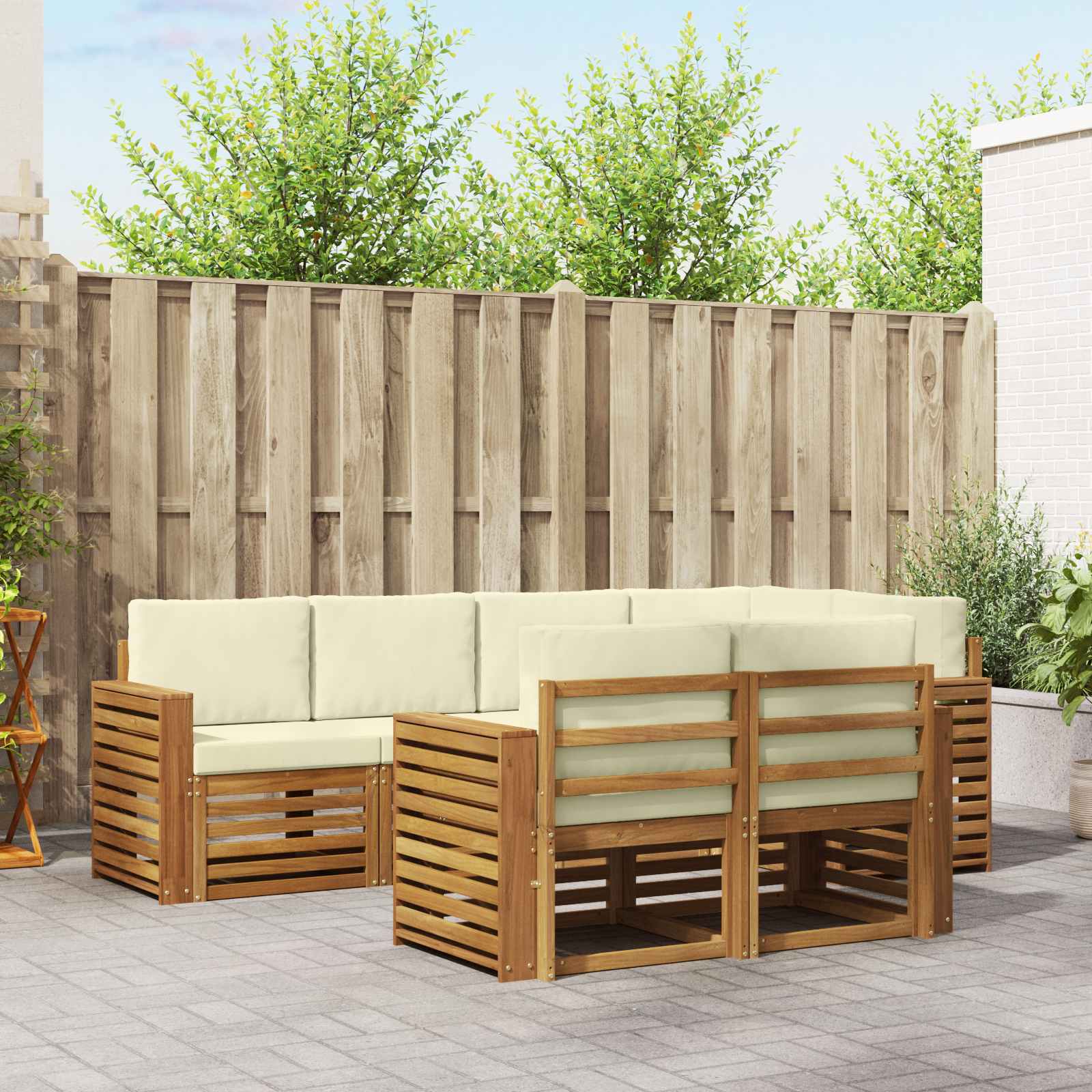 vidaXL Sofa-Sets 7 pcs Naturel Massief Acaciahout