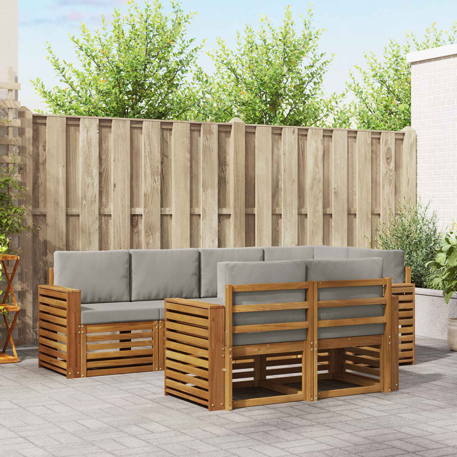 vidaXL Sofa-Sets 7 pcs Naturel Massief Acaciahout