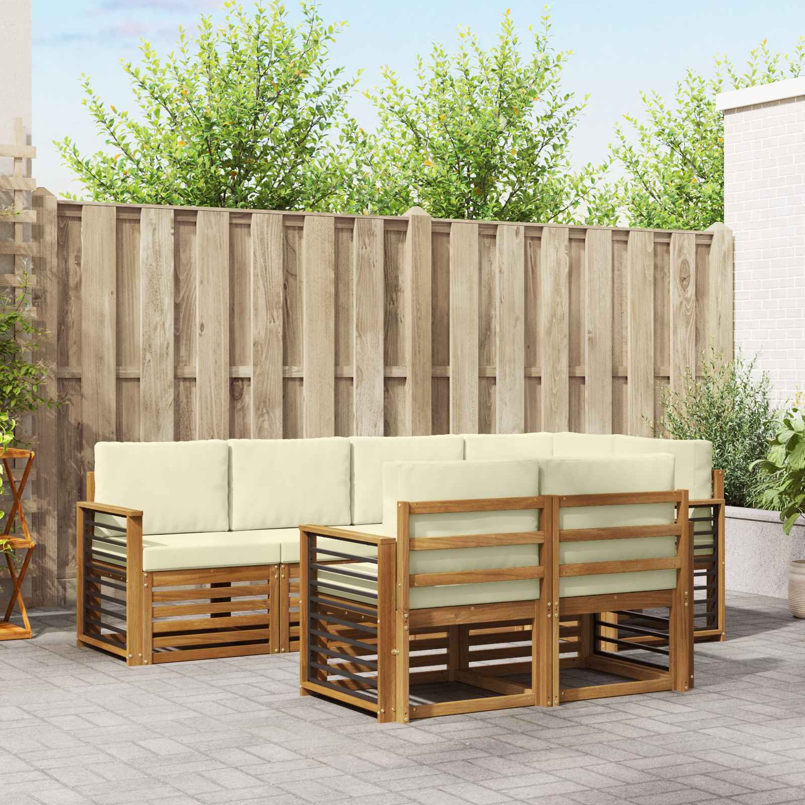 vidaXL Sofa-Sets 7 pcs Naturel Massief Acaciahout