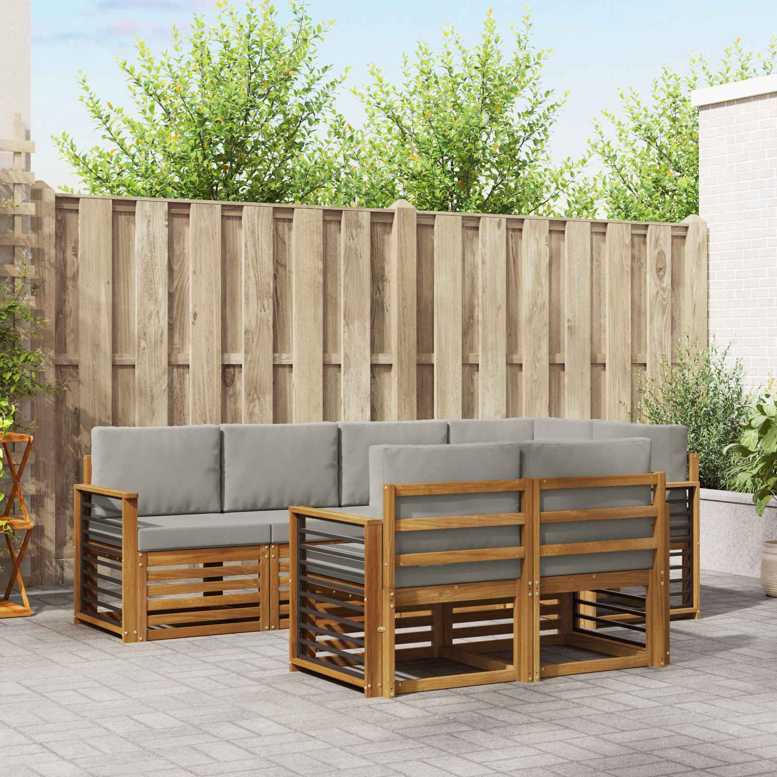 vidaXL Sofa-Sets 7 pcs Naturel Massief Acaciahout