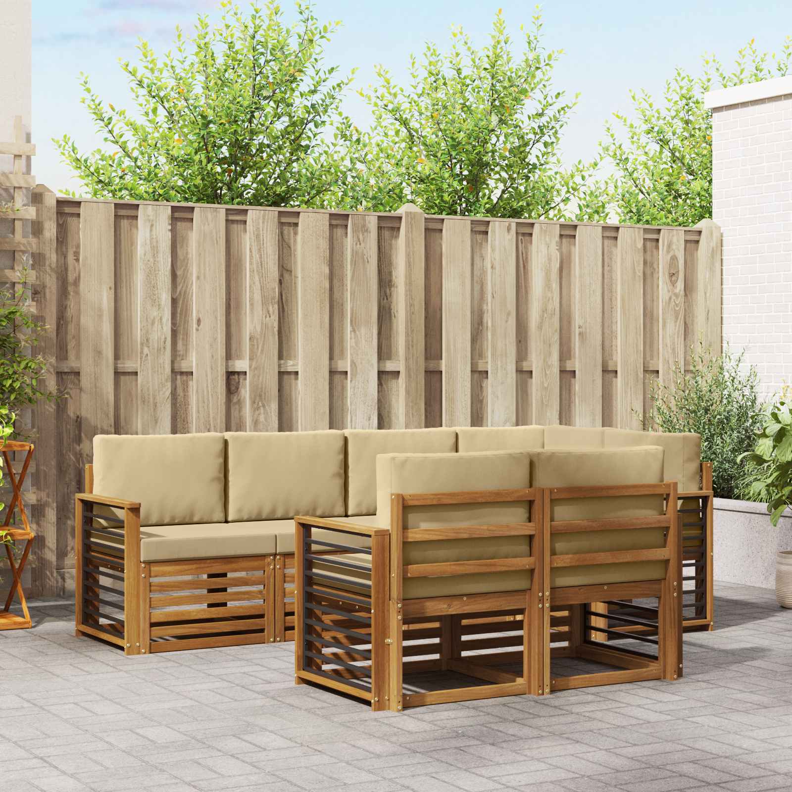 vidaXL Sofa-Sets 7 pcs Naturel Massief Acaciahout