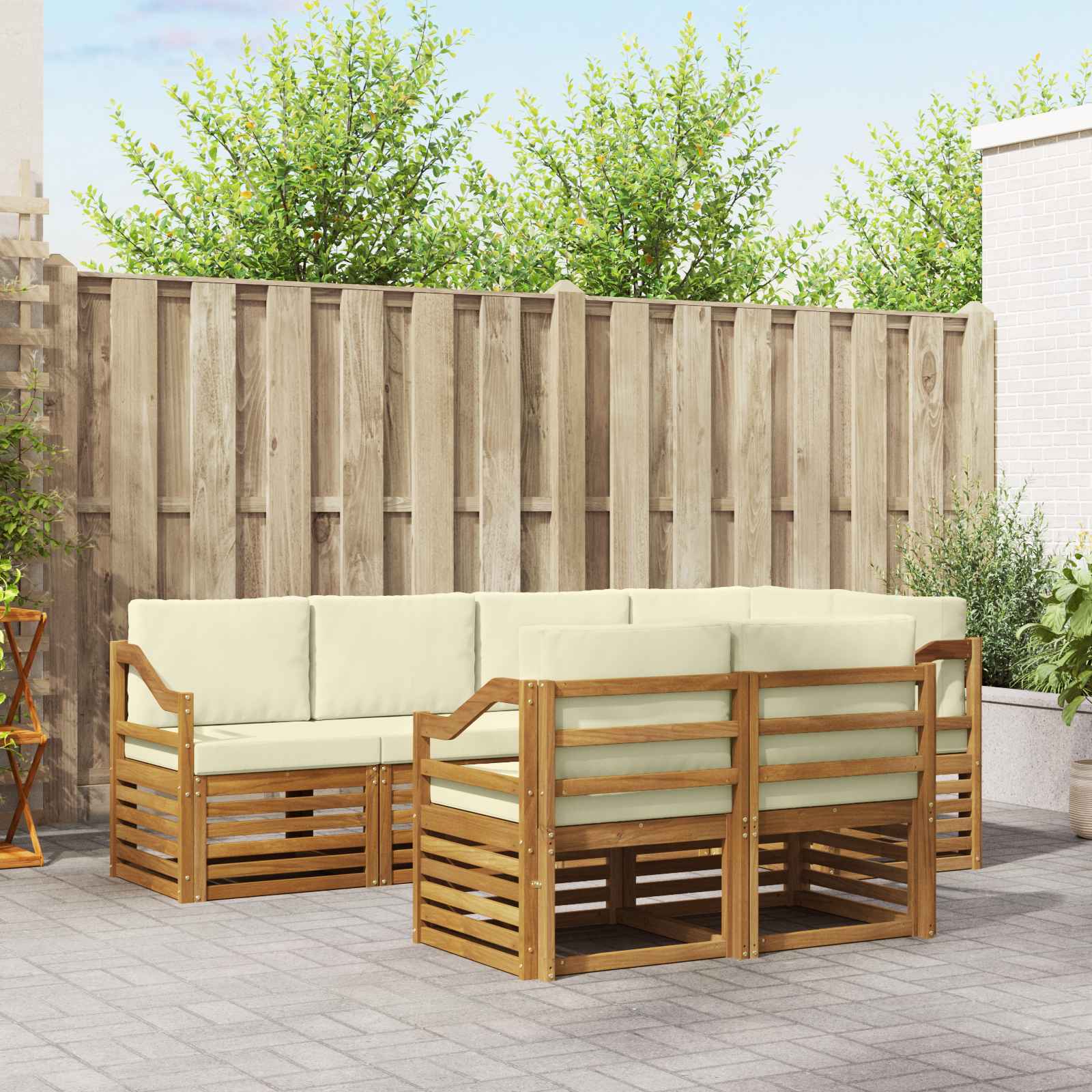 vidaXL Sofa-Sets 7 pcs Naturel Massief Acaciahout