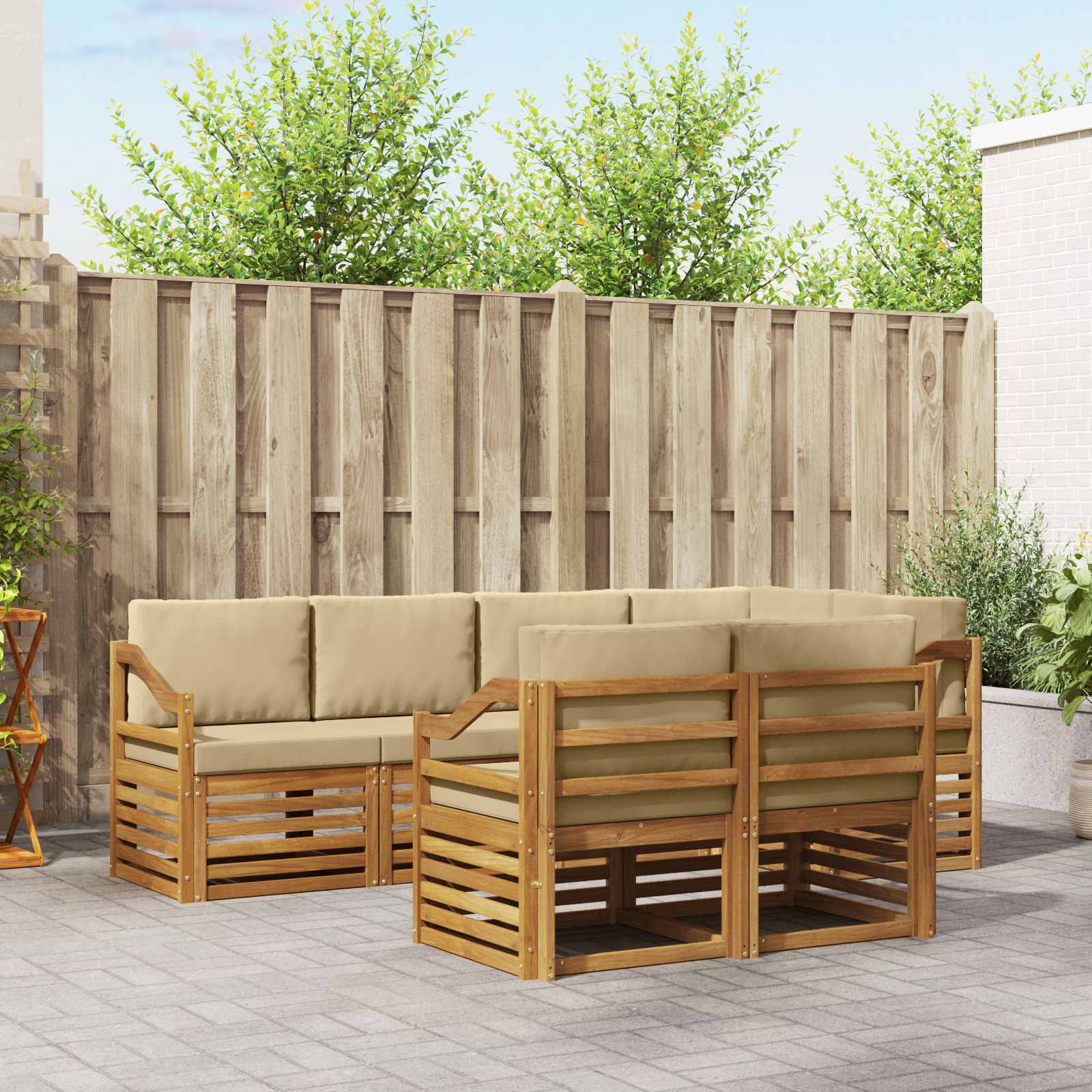 vidaXL Sofa-Sets 7 pcs Naturel Massief Acaciahout