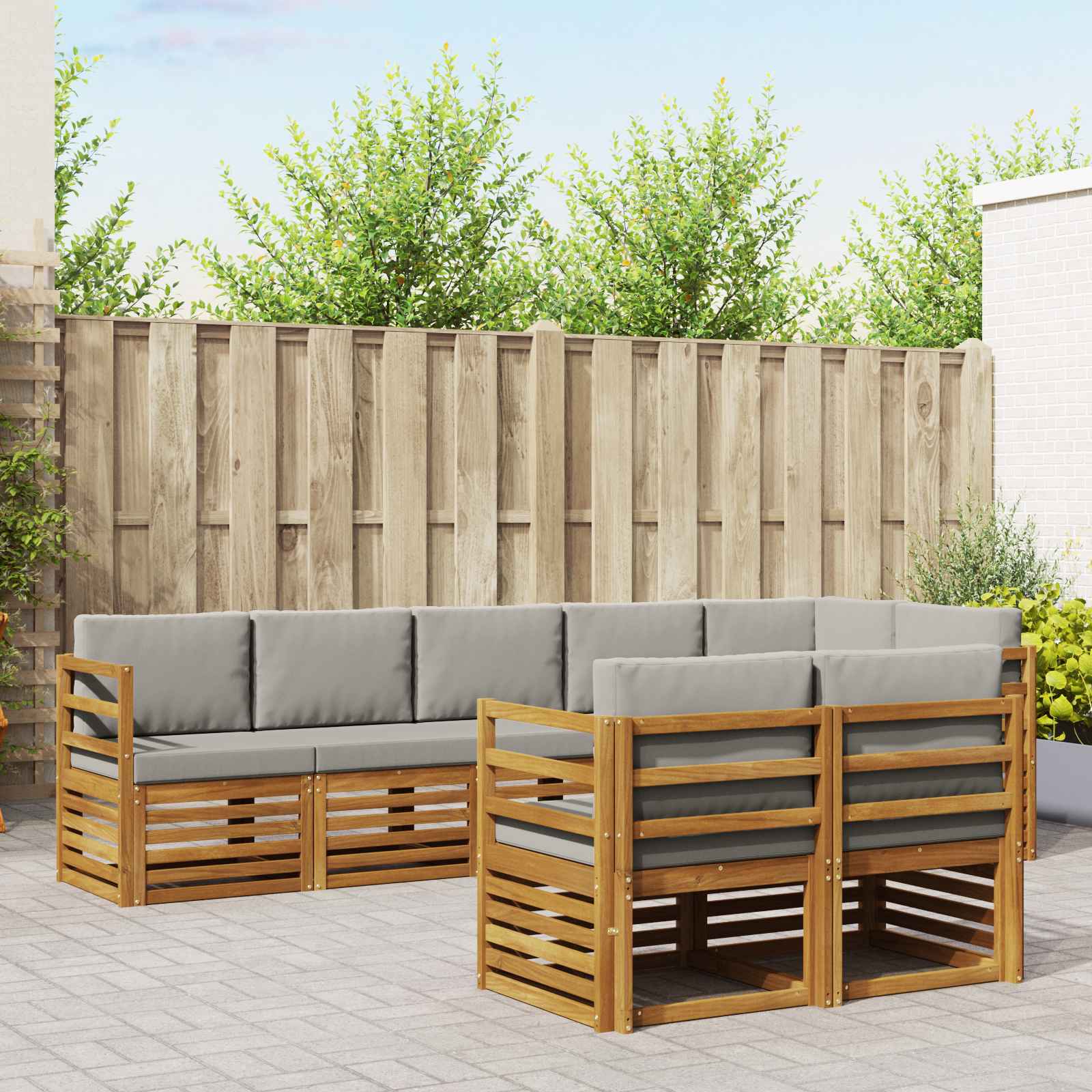 vidaXL Sofa-Sets 8 pcs Naturel Massief Acaciahout