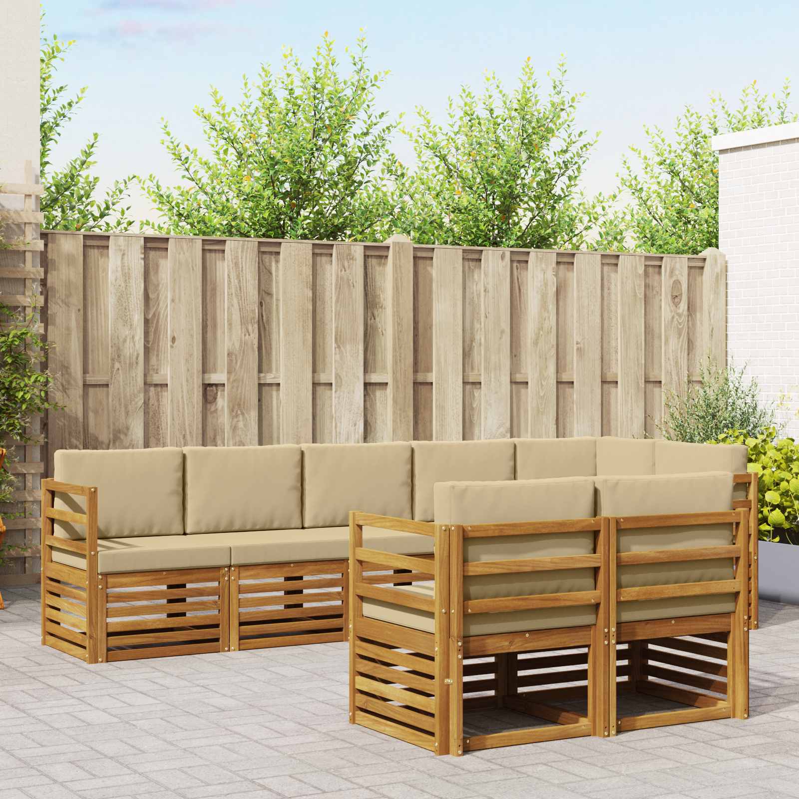 vidaXL Sofa-Sets 8 pcs Naturel Massief Acaciahout