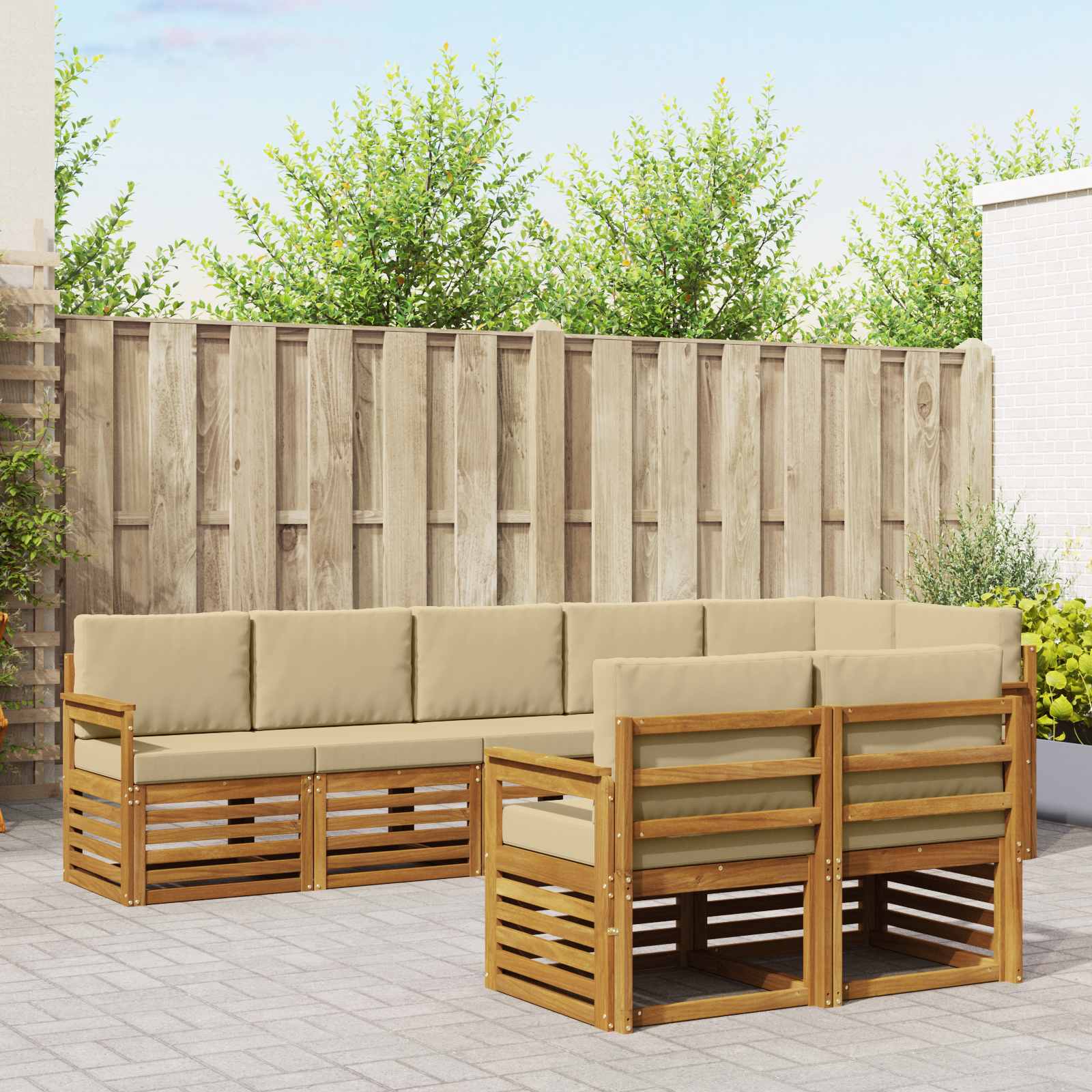 vidaXL Sofa-Sets 8 pcs Naturel Massief Acaciahout