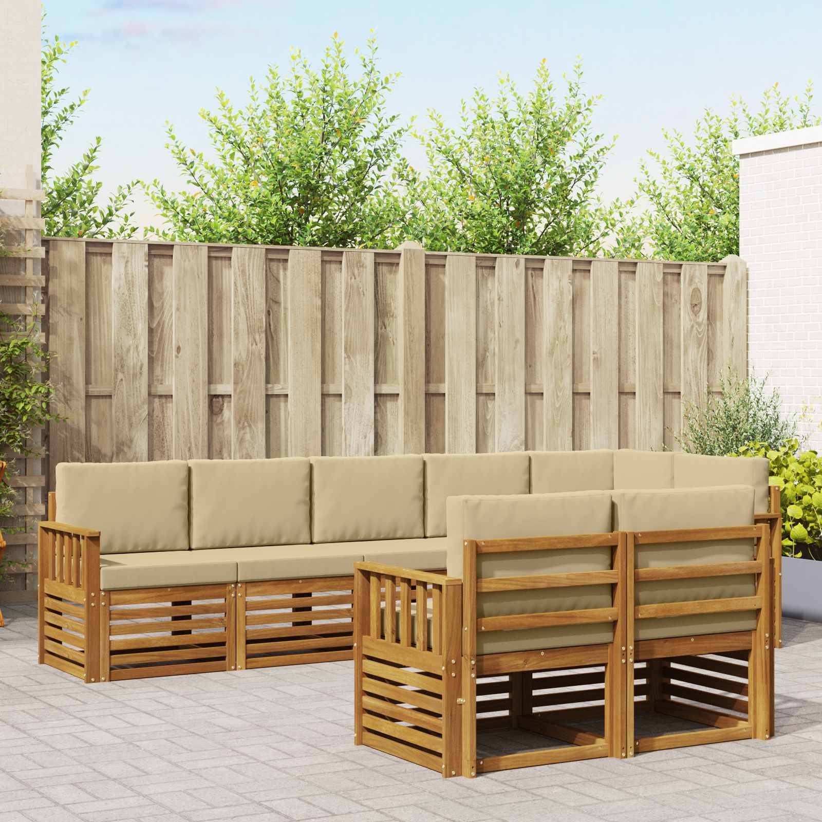 vidaXL Sofa-Sets 8 pcs Naturel Massief Acaciahout
