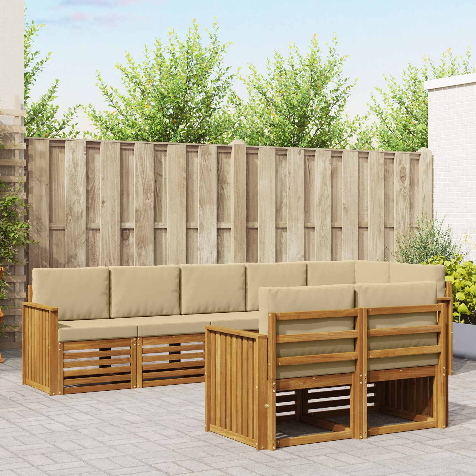 vidaXL Sofa-Sets 8 pcs Naturel Massief Acaciahout