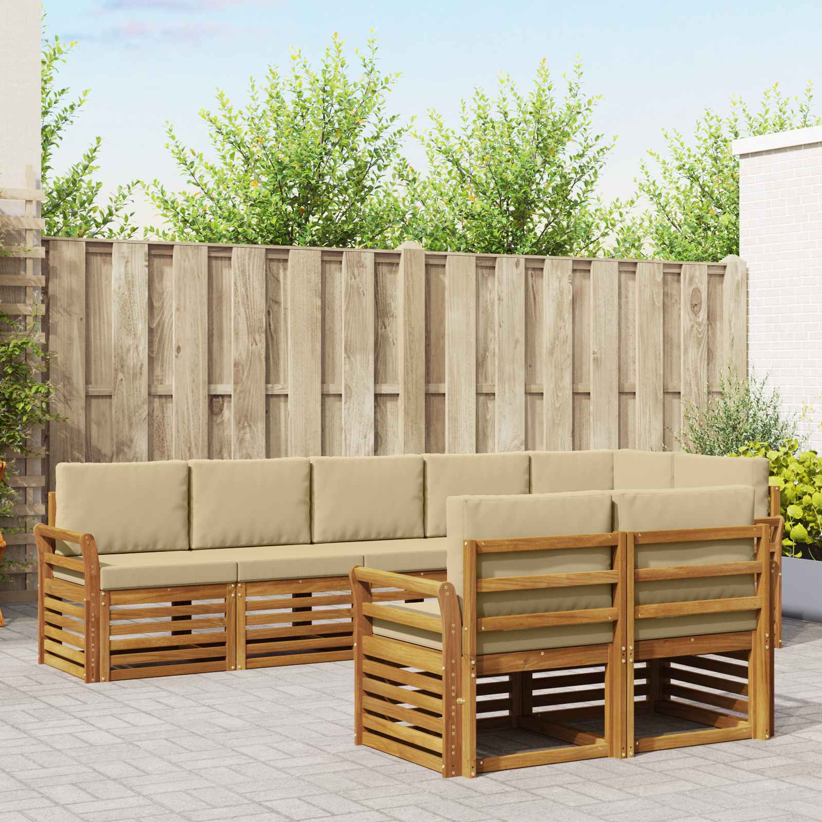 vidaXL Sofa-Sets 8 pcs Naturel Massief Acaciahout